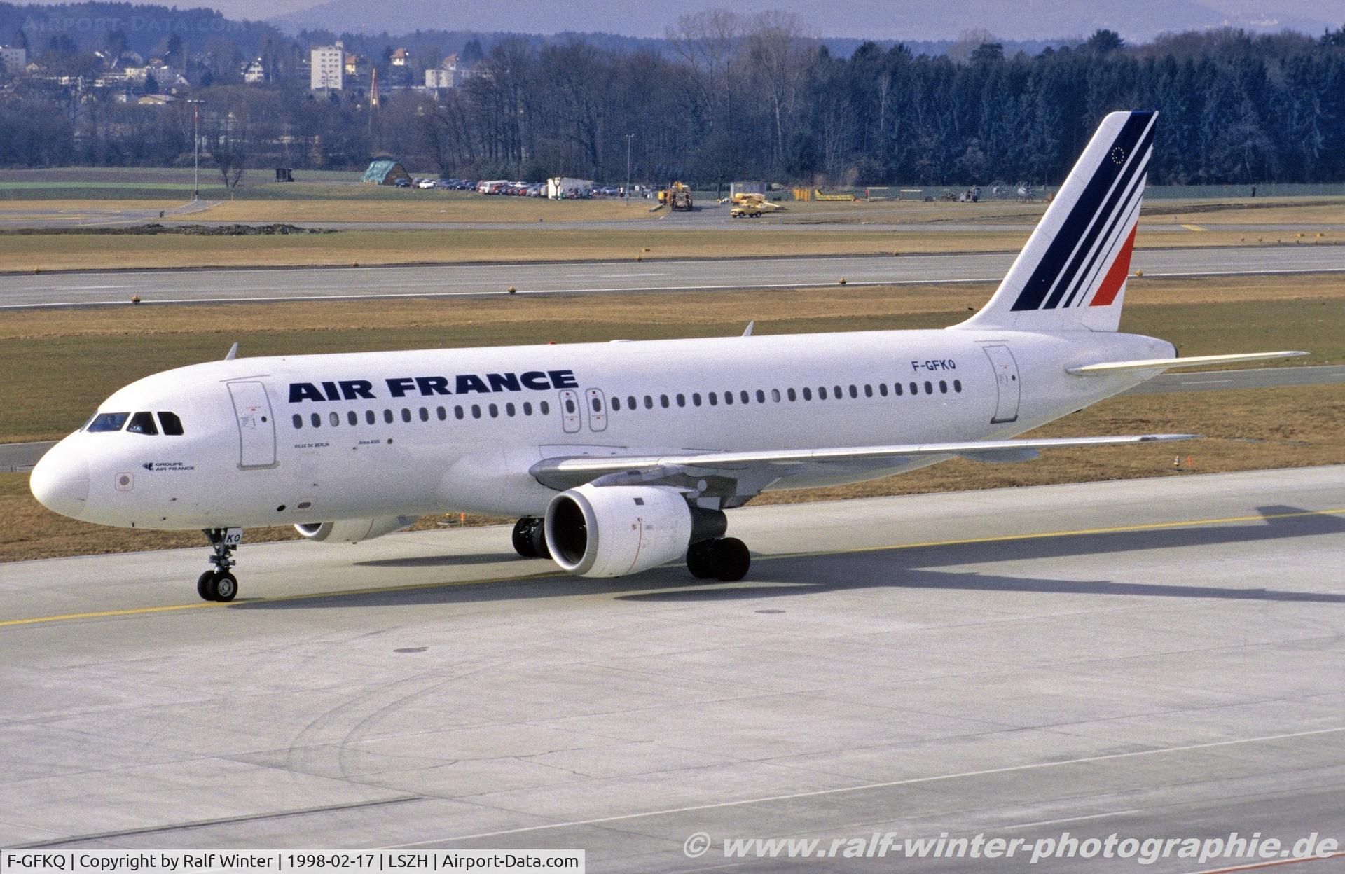 F-GFKQ, 1991 Airbus A320-111 C/N 002, Airbus A320-111 - AF AFR Air France - 2 - F-GFKQ - 17.02.1998 - ZRH