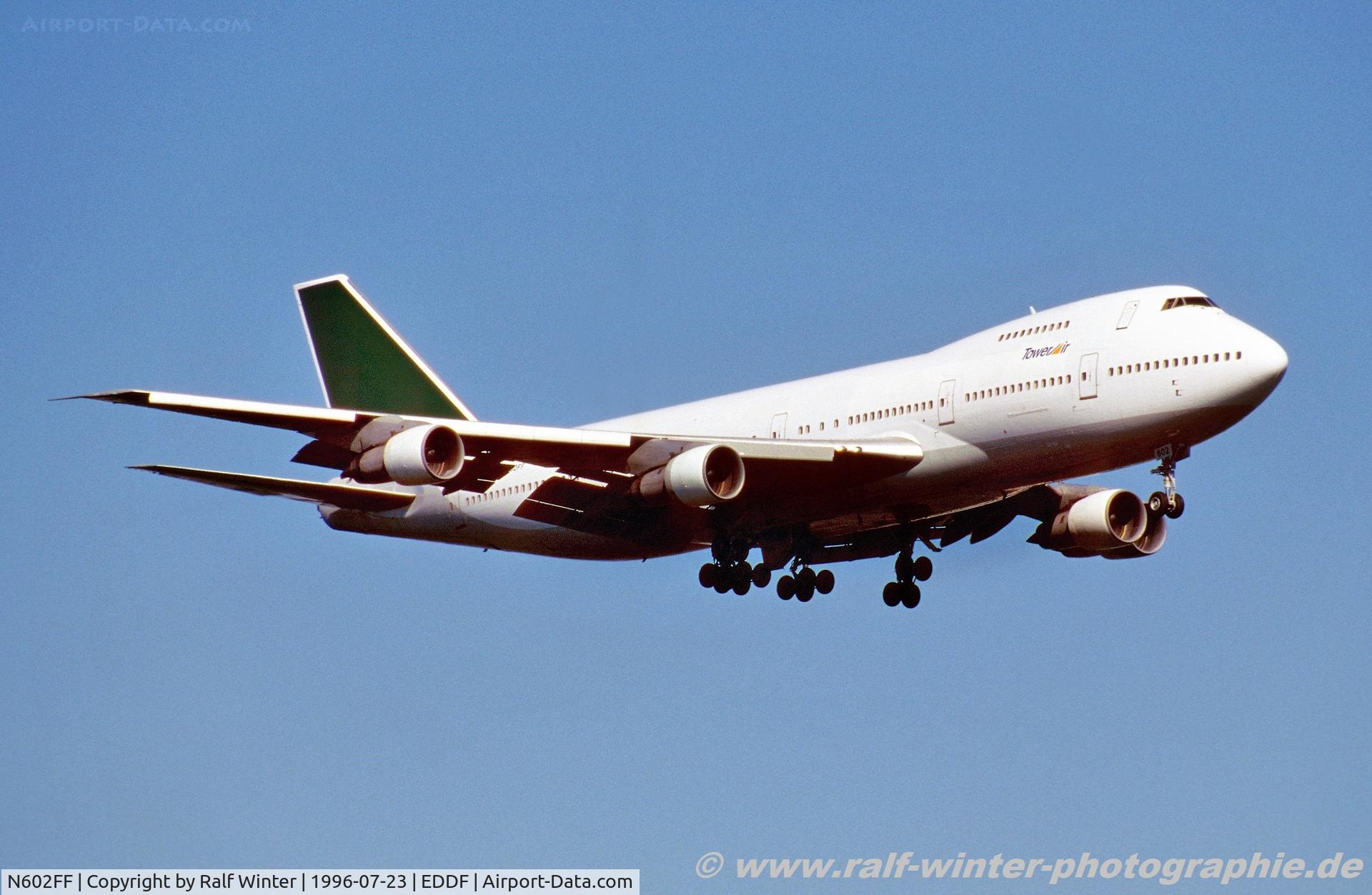 N602FF, 1970 Boeing 747-124 C/N 19734, Boeing 747-124 - Tower Air - 19734 - N602FF - 23.07.1996 - FRA