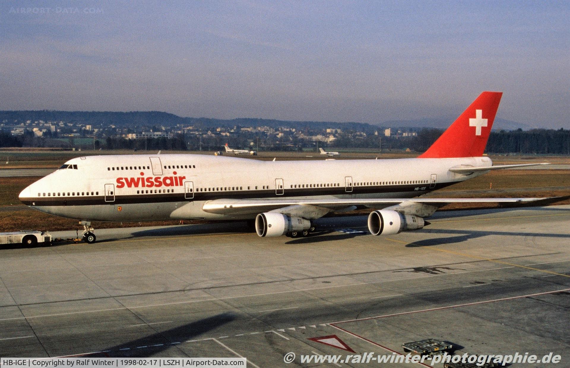 HB-IGE, 1983 Boeing 747-357 C/N 22995, Boeing 747-357 - SR SWR Swissair 'Genève' - 22995 - HB-IGE - 17.02.1998 - ZRH