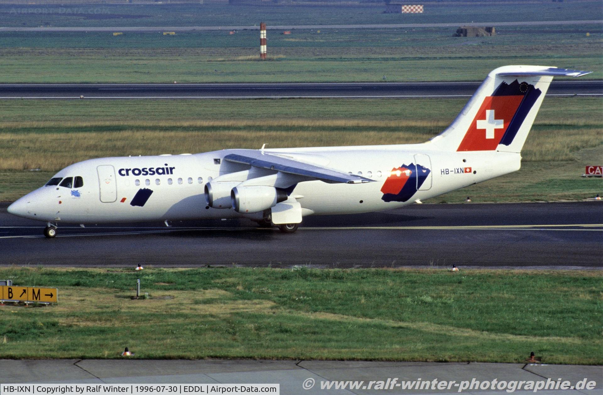 HB-IXN, 1996 British Aerospace Avro 146-RJ100 C/N E3286, British Aerospace Avro RJ100 - Crossair - E3286 - HB-IXN - 30.07.1996 - DUS