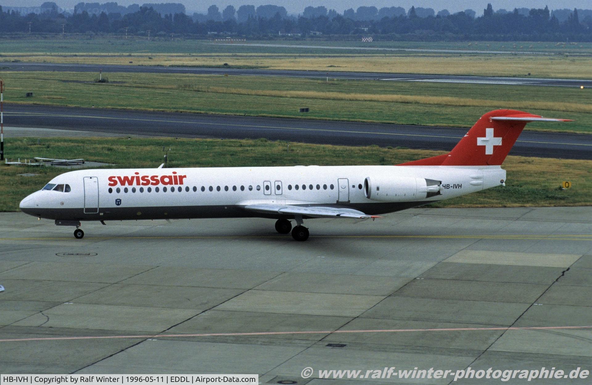 HB-IVH, 1988 Fokker 100 (F-28-0100) C/N 11256, Fokker 100 F28-0100 - SR SWR Swissair - 11256 - HB-IVH - 1996 - DUS