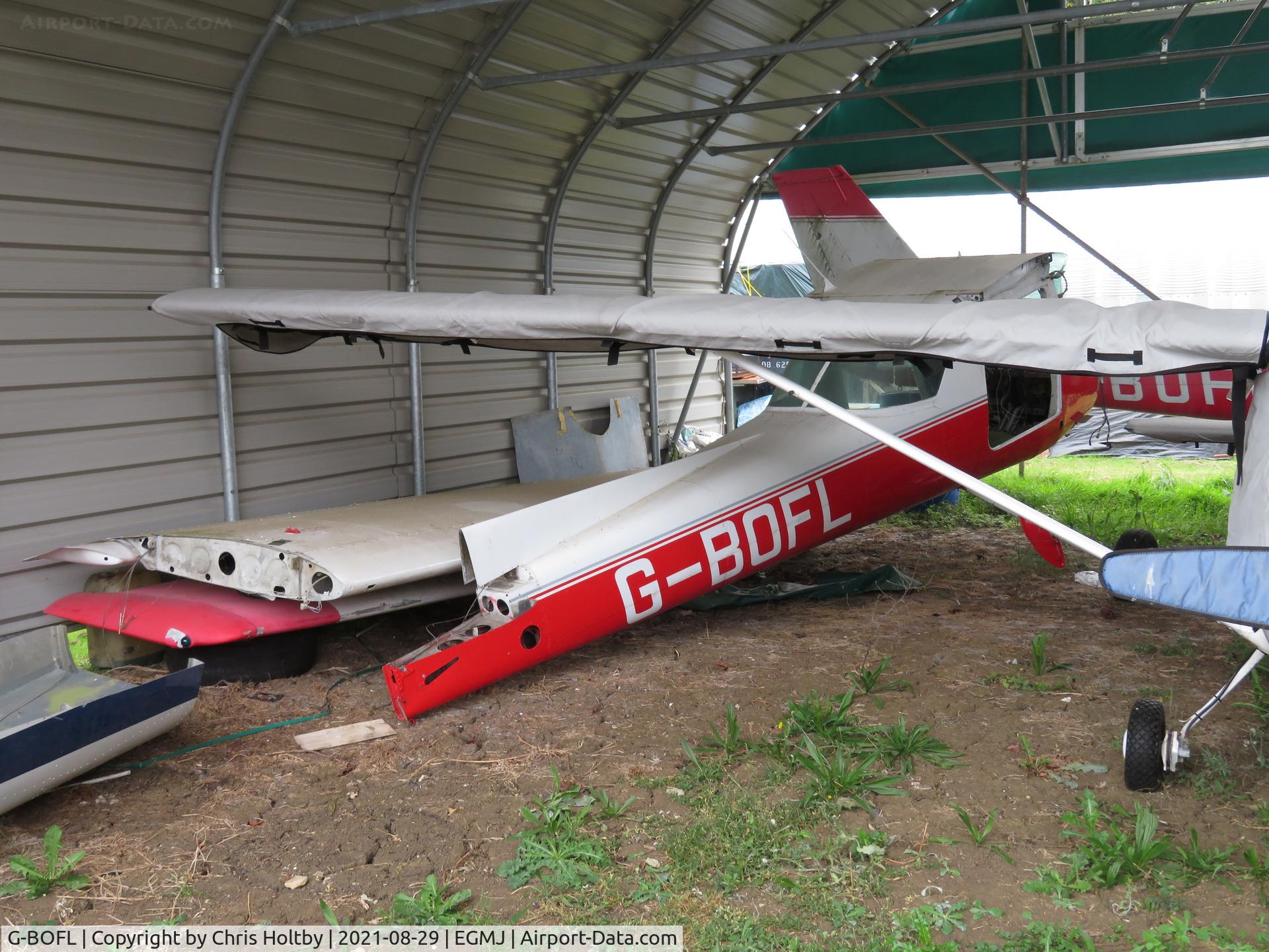 G-BOFL, 1980 Cessna 152 C/N 152-84101, In pieces and stored with its sister G-BOFM at Little Gransden. Remains CAA registered since 2013.