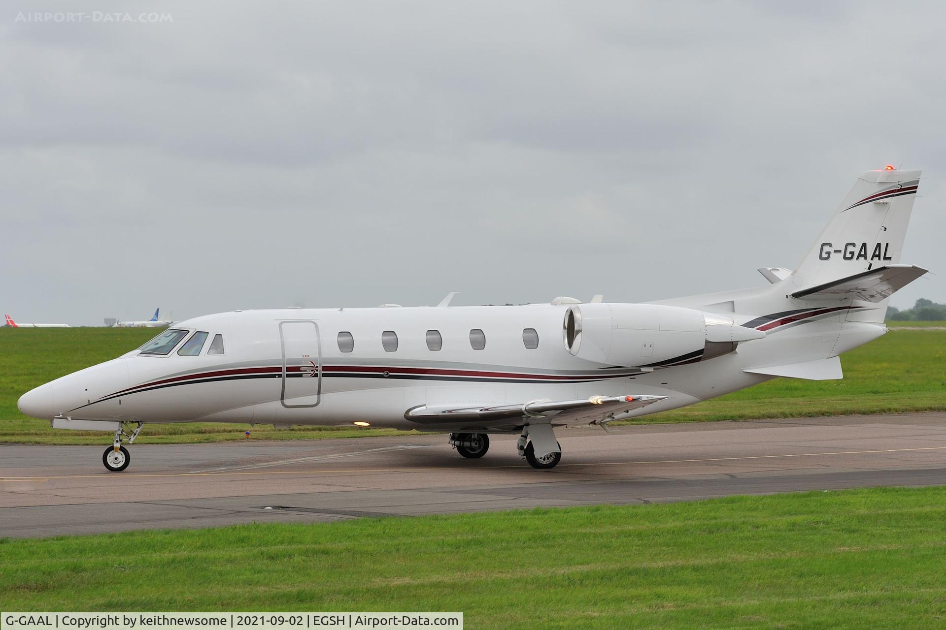 G-GAAL, 2012 Cessna 560XL Citation XLS+ C/N 560-6119, Arriving at Norwich from Luton.