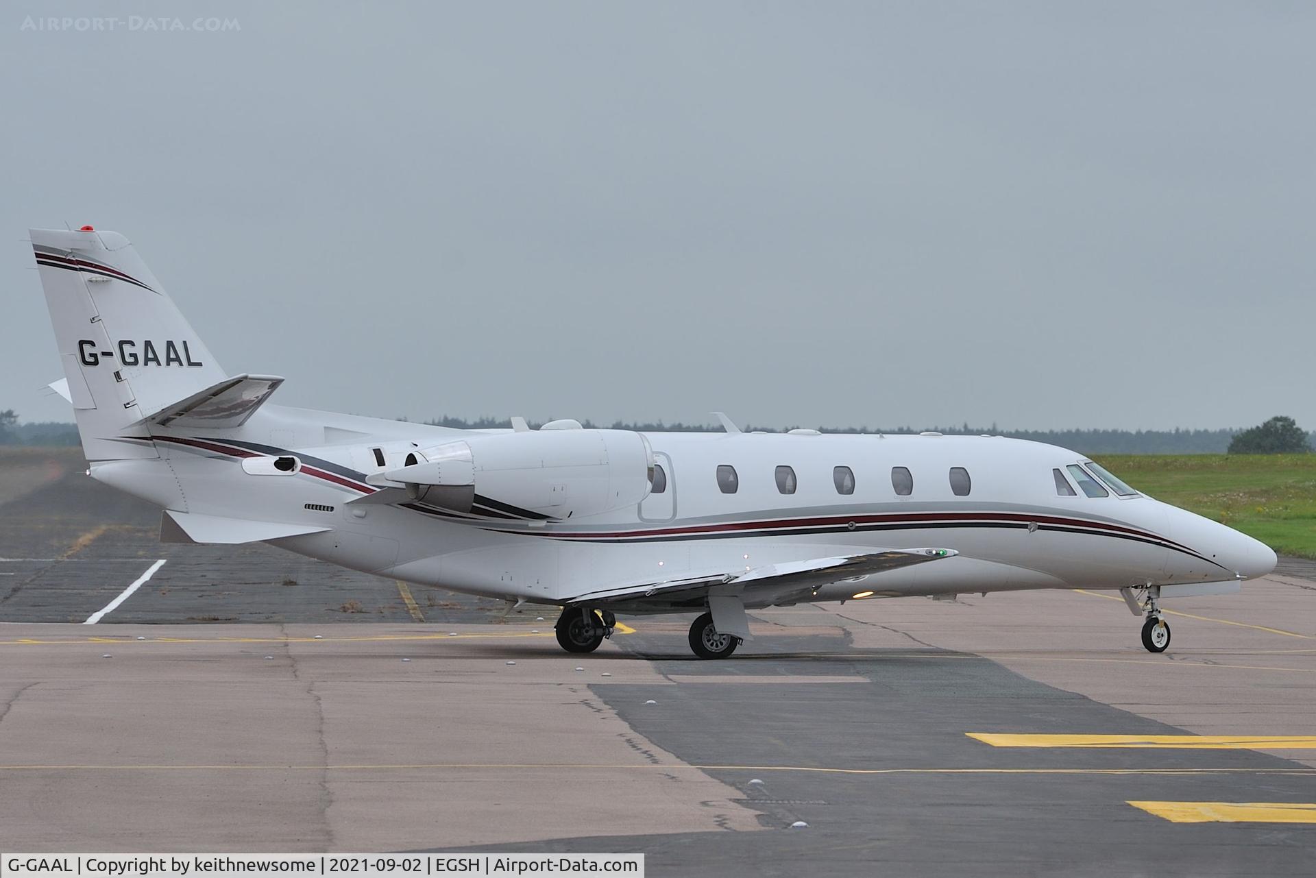 G-GAAL, 2012 Cessna 560XL Citation XLS+ C/N 560-6119, Leaving Norwich for Edinburgh.
