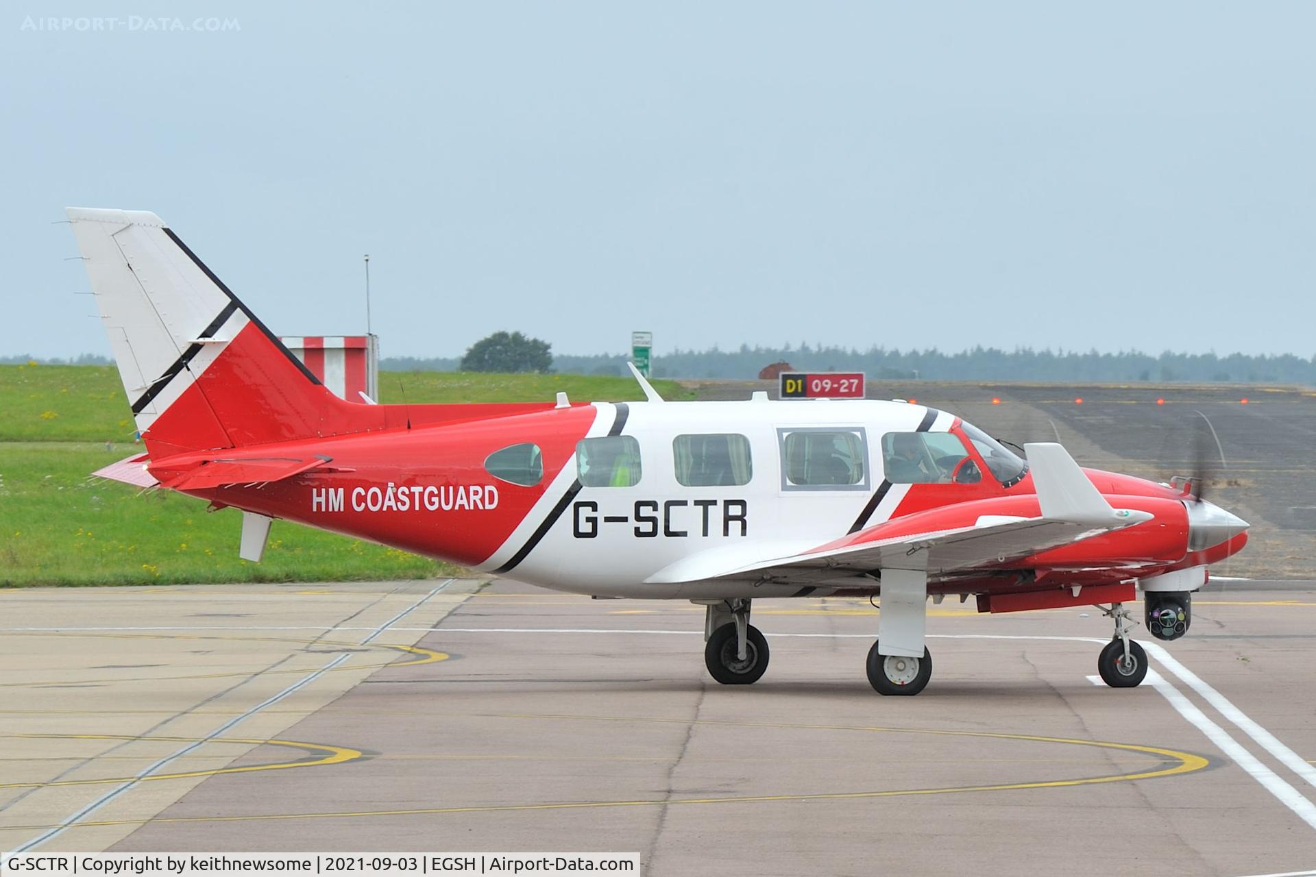 G-SCTR, 1979 Piper PA-31-310 Navajo Navajo C/N 31-7912112, Leaving Norwich.