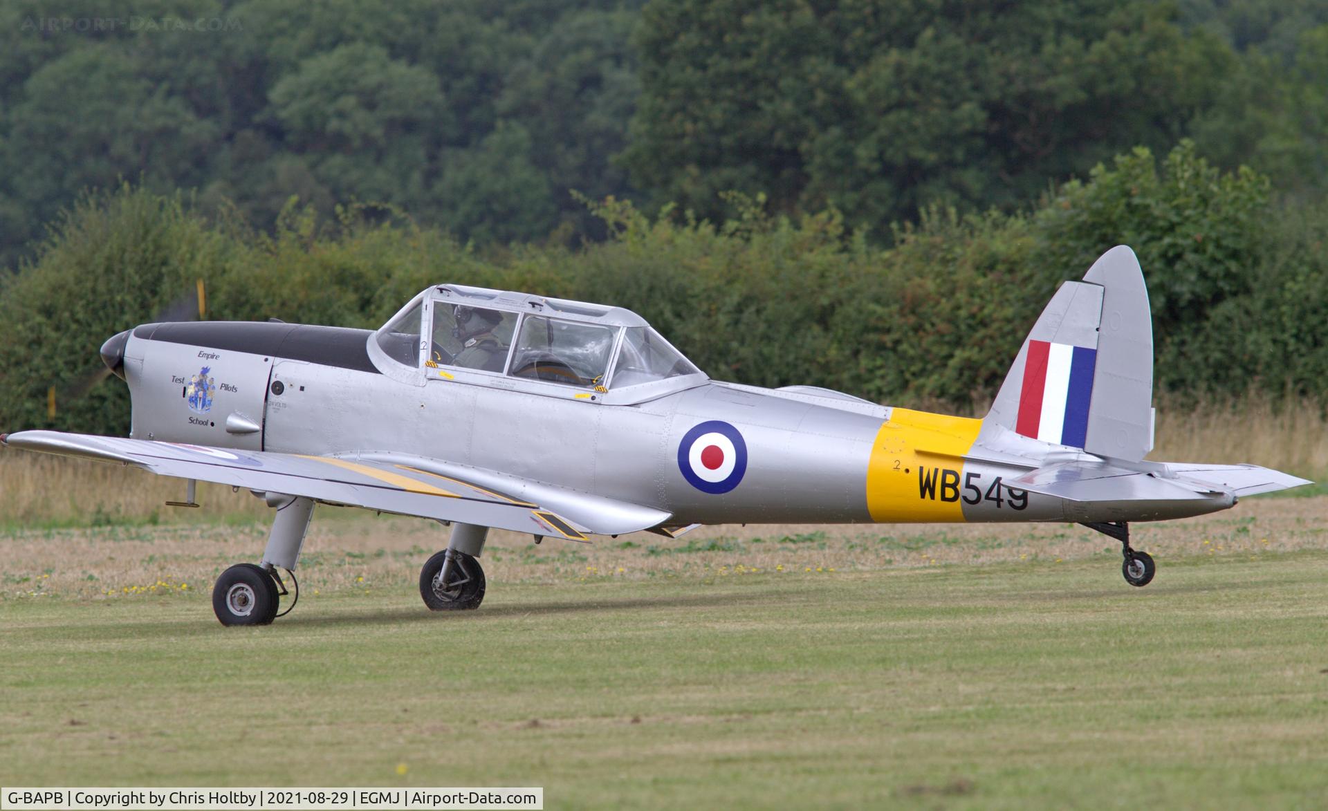 G-BAPB, 1949 De Havilland DHC-1 Chipmunk 22A C/N C1/0001, Taking off at Little Gransden Airshow 2021