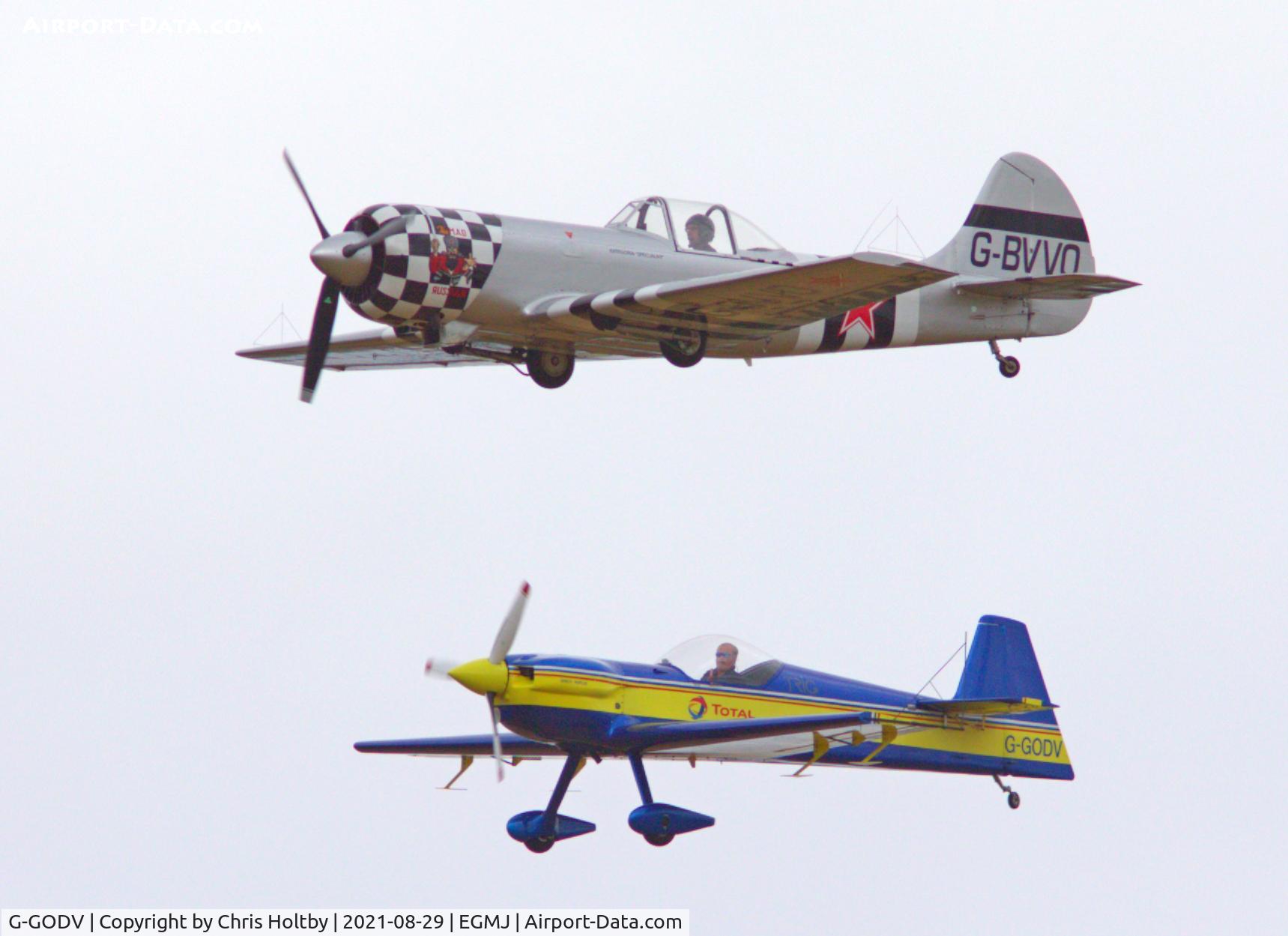G-GODV, 2001 Mudry CAP-232 C/N 32, Together with G-BVVO in a dual display at the 2021 Little Gransden Airshow