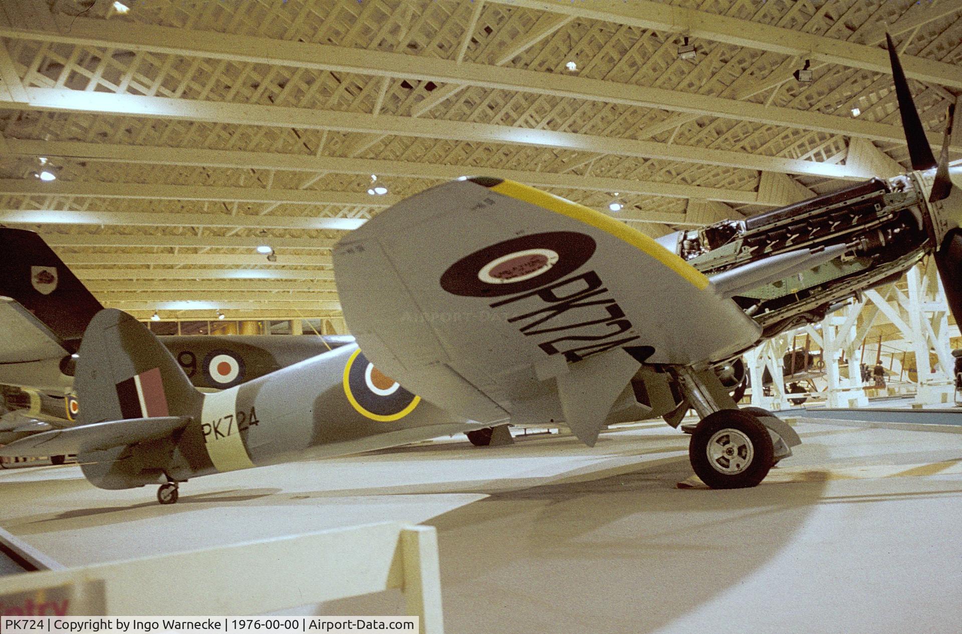 PK724, Supermarine 356 Spitfire F.24 C/N CBAF.255, Supermarine 356 Spitfire F24 at the Royal Air Force Museum, Hendon during the 'Wings of the Eagle' exhibition 1976