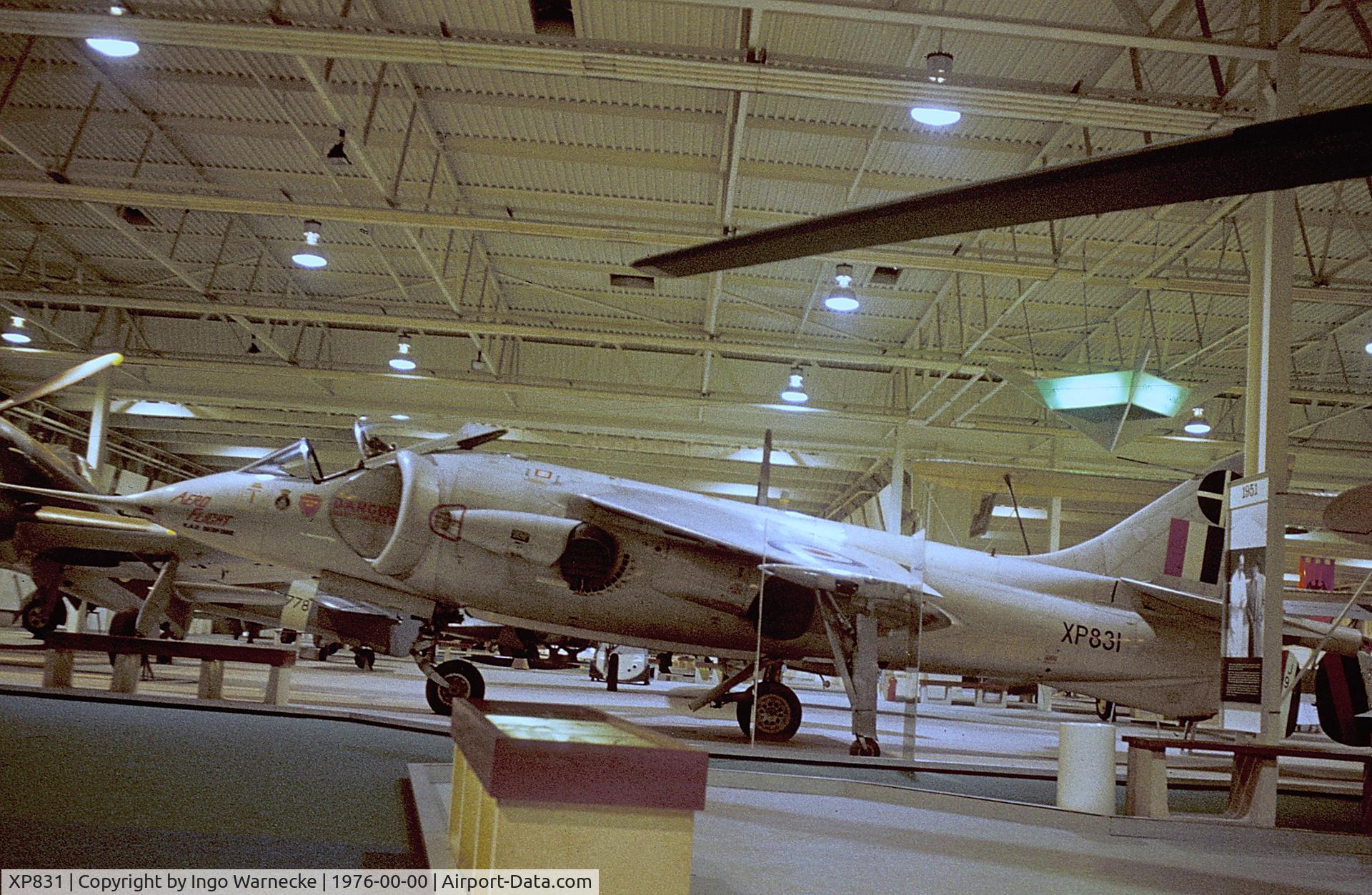 XP831, 1961 Hawker Siddeley P.1127 C/N P-01, Hawker P.1127 at the Royal Air Force Museum, Hendon during the 'Wings of the Eagle' exhibition 1976