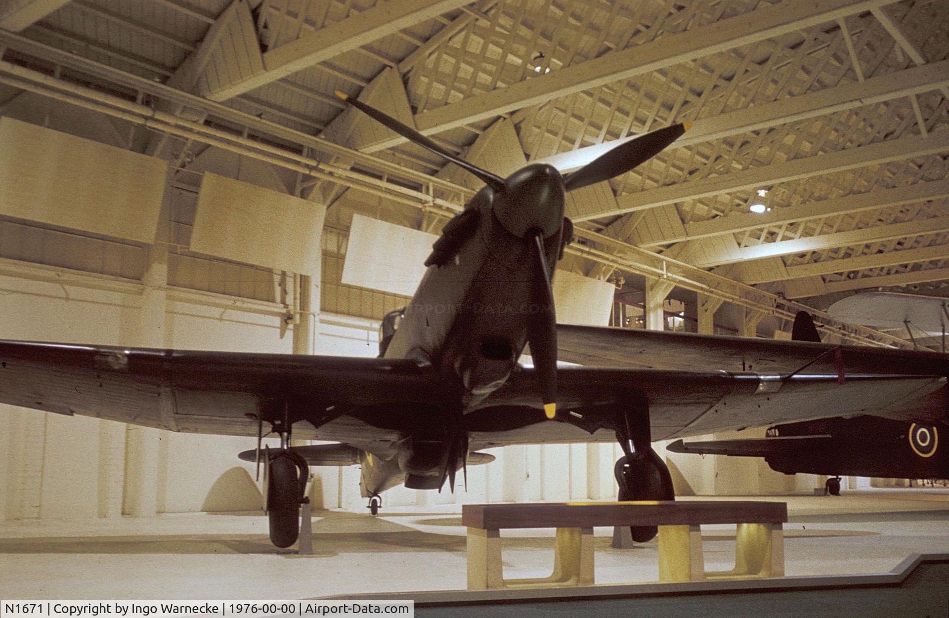 N1671, 1938 Boulton Paul Defiant I C/N Not found N1671, Boulton-Paul Defiant I at the Royal Air Force Museum, Hendon during the 'Wings of the Eagle' exhibition 1976