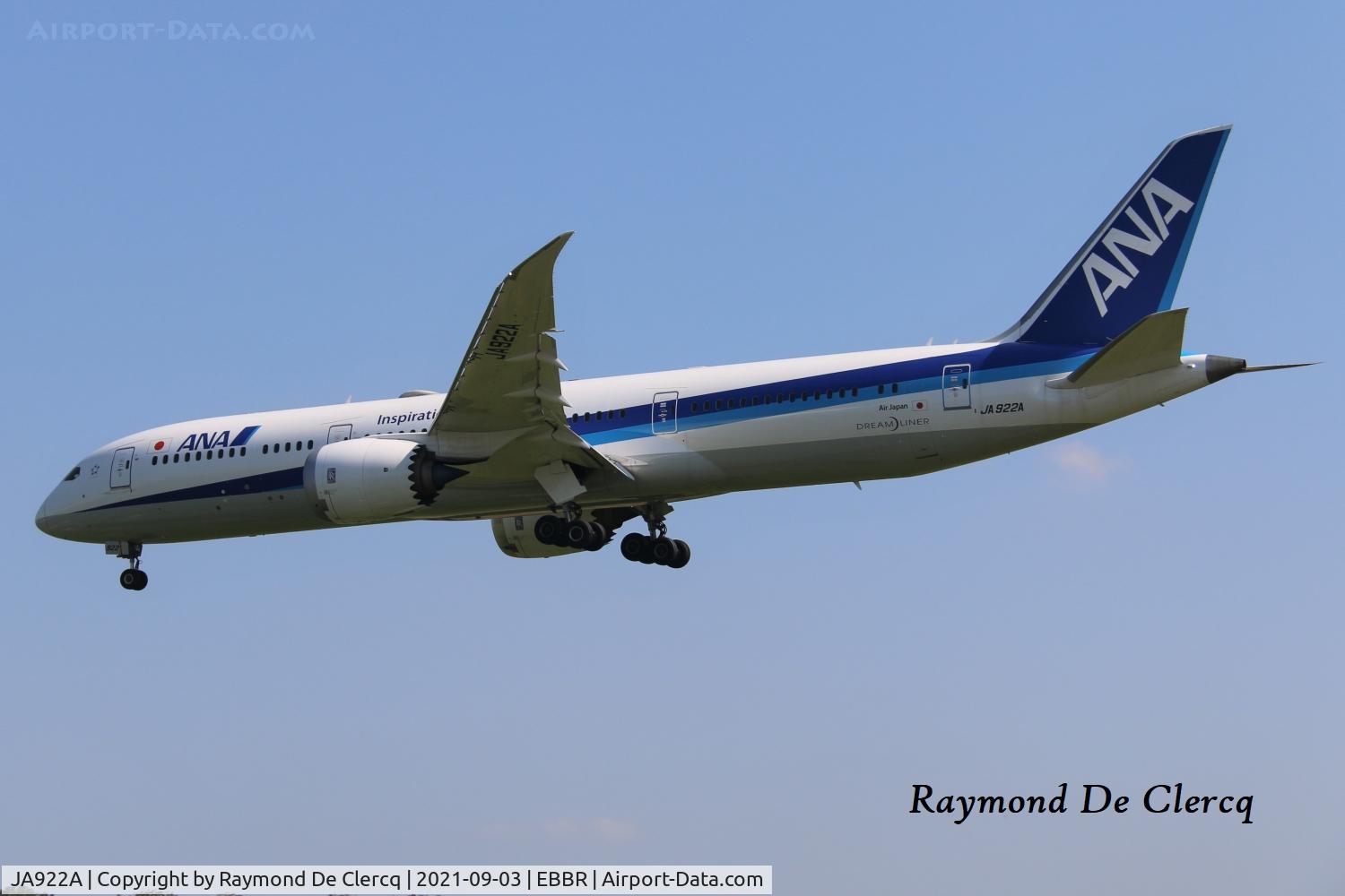 JA922A, 2019 Boeing 787-9 Dreamliner Dreamliner C/N 43867, Landing at Brussels Airport.