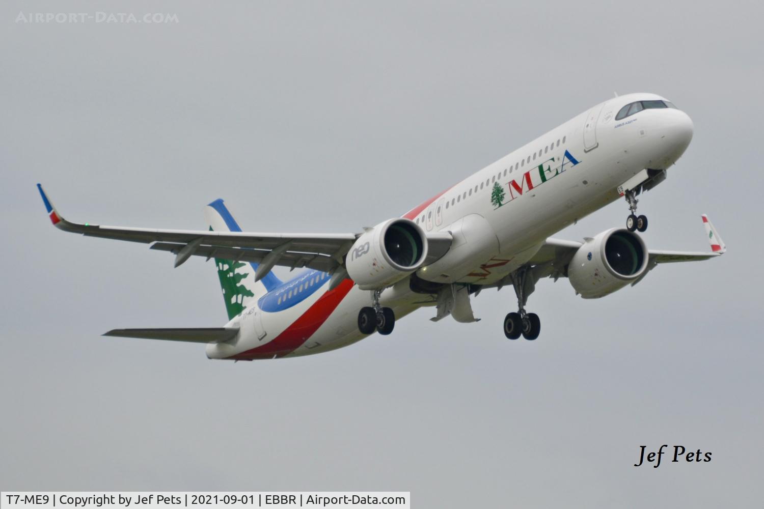 T7-ME9, 2021 Airbus A321-271NX C/N 10322, Departing Brussels Airport.