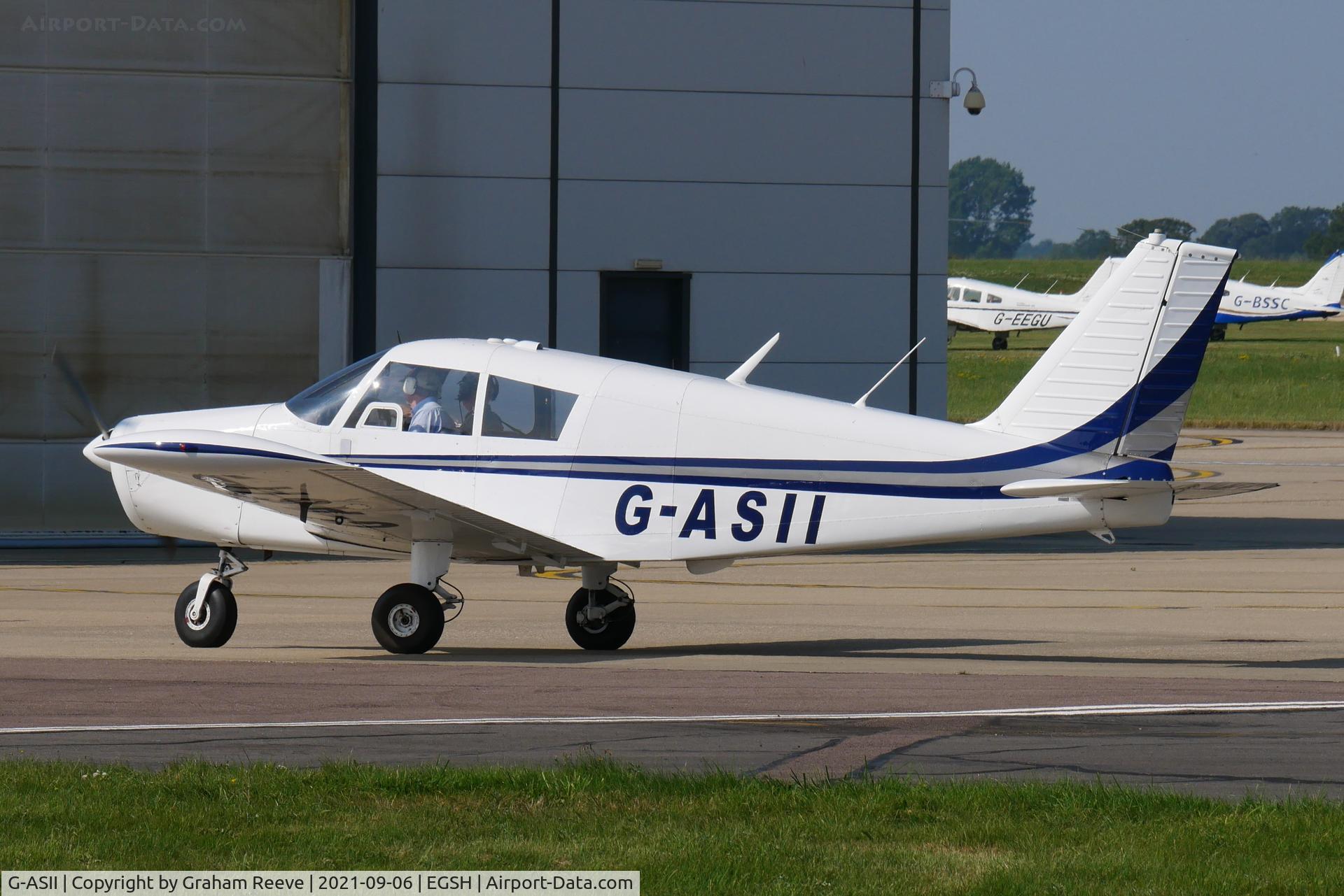 G-ASII, 1963 Piper PA-28-180 Cherokee C/N 28-1264, Just landed at Norwich.