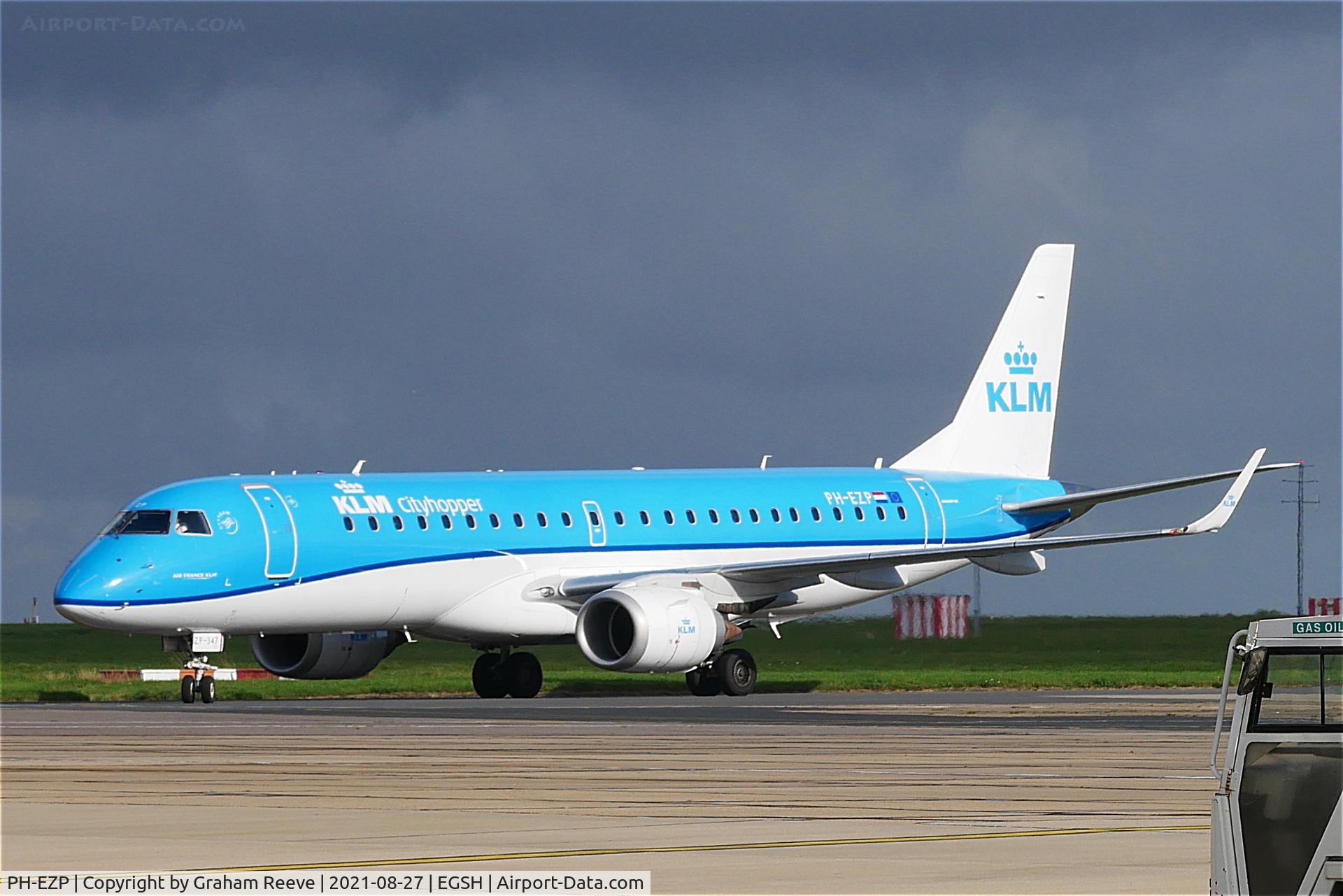 PH-EZP, 2010 Embraer 190LR (ERJ-190-100LR) C/N 19000347, Just landed at Norwich.