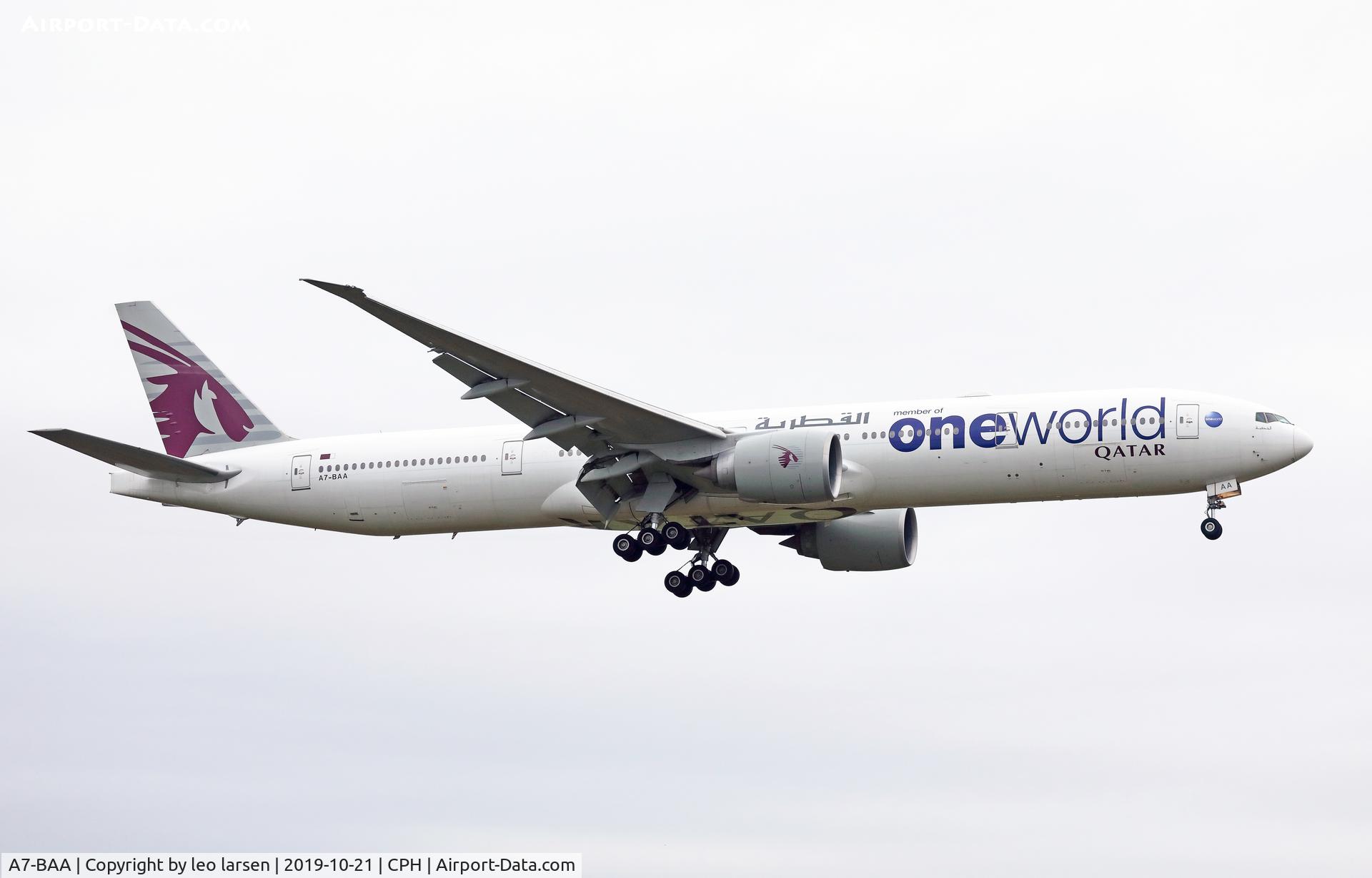 A7-BAA, 2007 Boeing 777-3DZ/ER C/N 36009, Copenhagen 21.10.2019