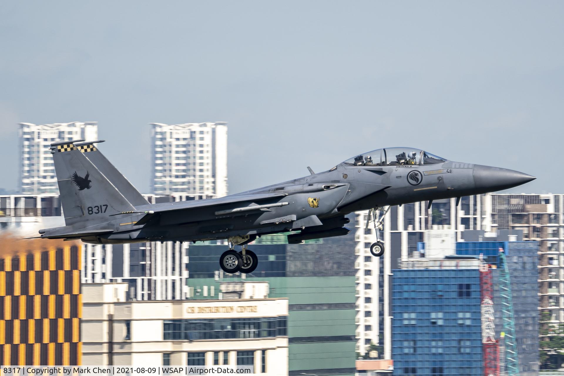8317, 2005 Boeing F-15SG Strike Eagle C/N SG-13, F-15SG 8317 on short final at Paya Lebar Air Base