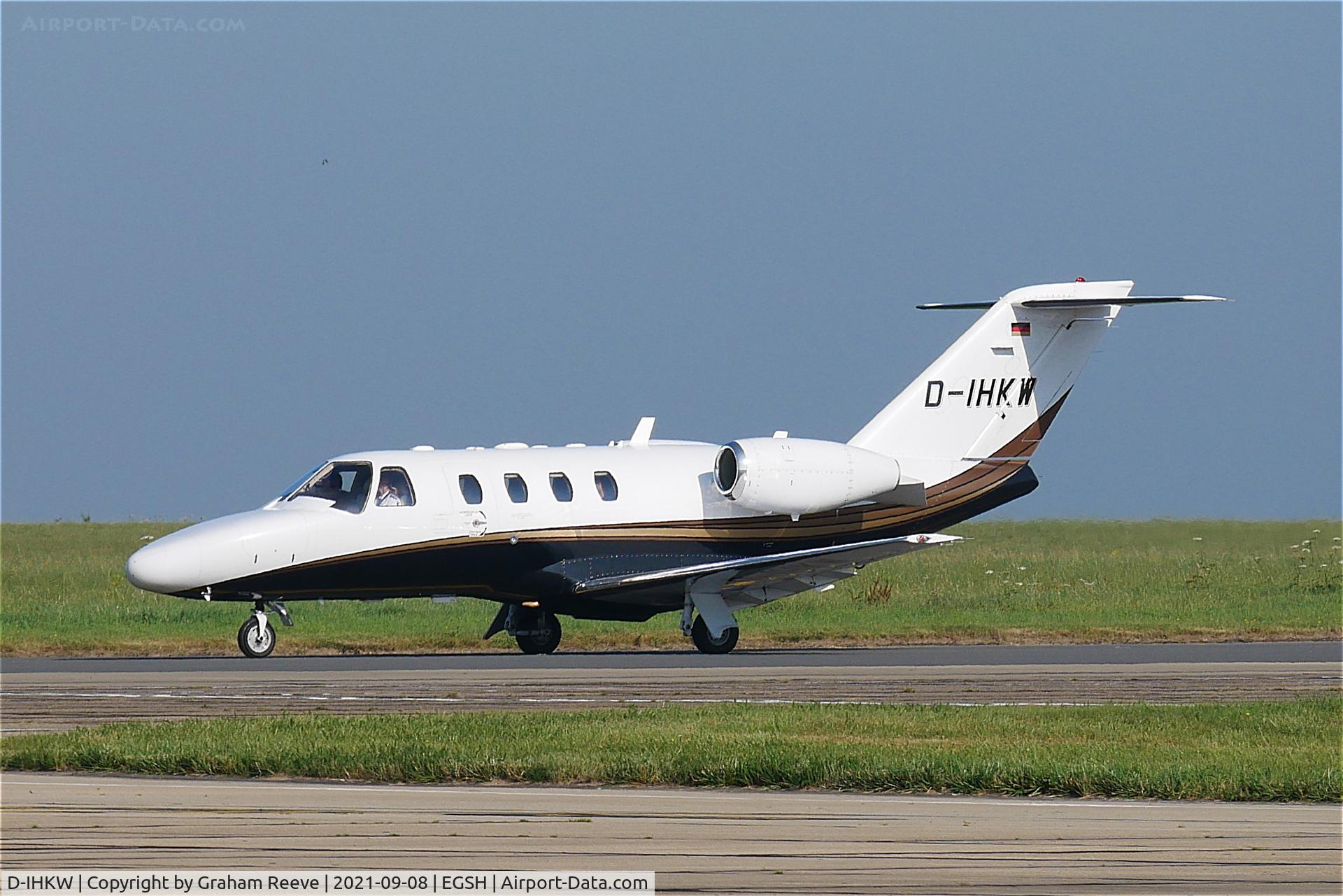 D-IHKW, 2008 Cessna 525 CitationJet CJ1+ C/N 525-0677, Just landed at Norwich.