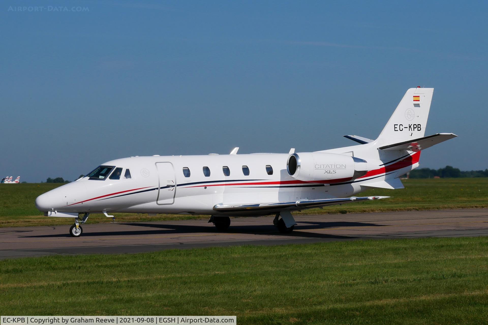 EC-KPB, 2007 Cessna 560XLS Citation Excel C/N 560-5753, Just landed at Norwich.