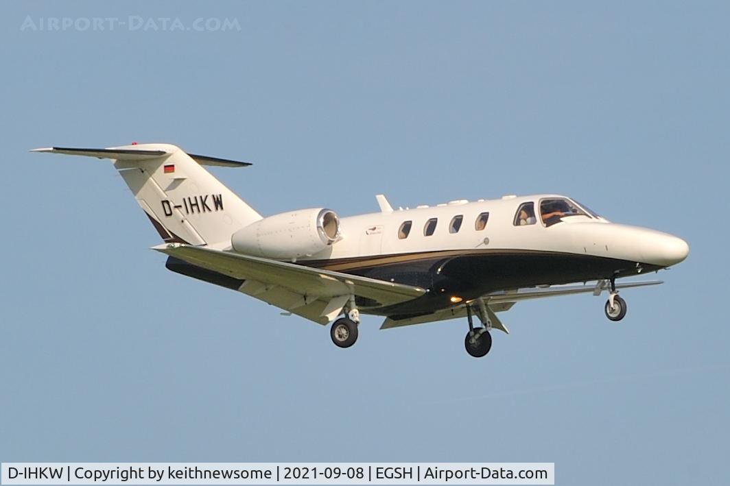 D-IHKW, 2008 Cessna 525 CitationJet CJ1+ C/N 525-0677, Arriving at Norwich from Amsterdam.