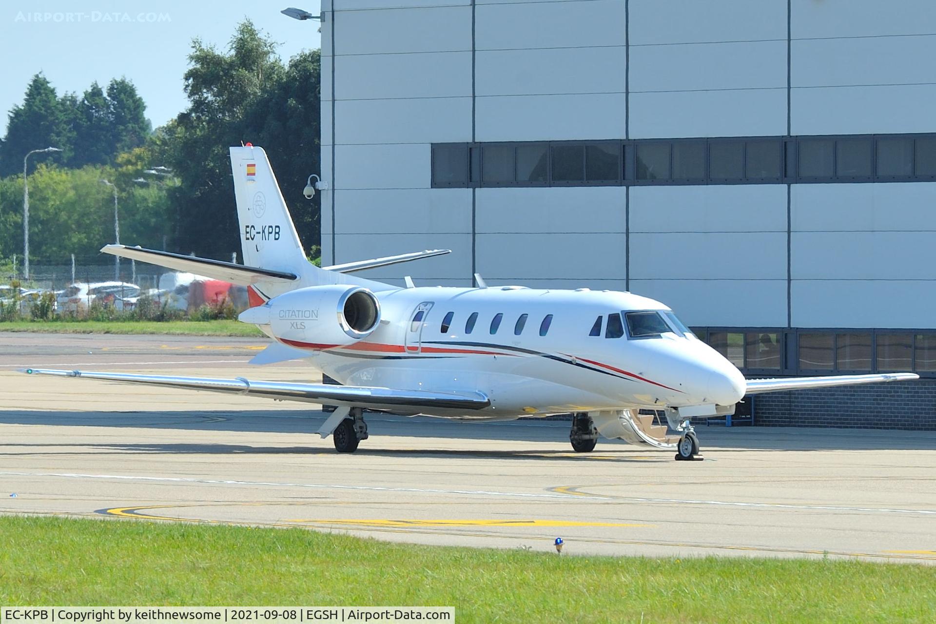 EC-KPB, 2007 Cessna 560XLS Citation Excel C/N 560-5753, Parked at Norwich with later colour scheme.