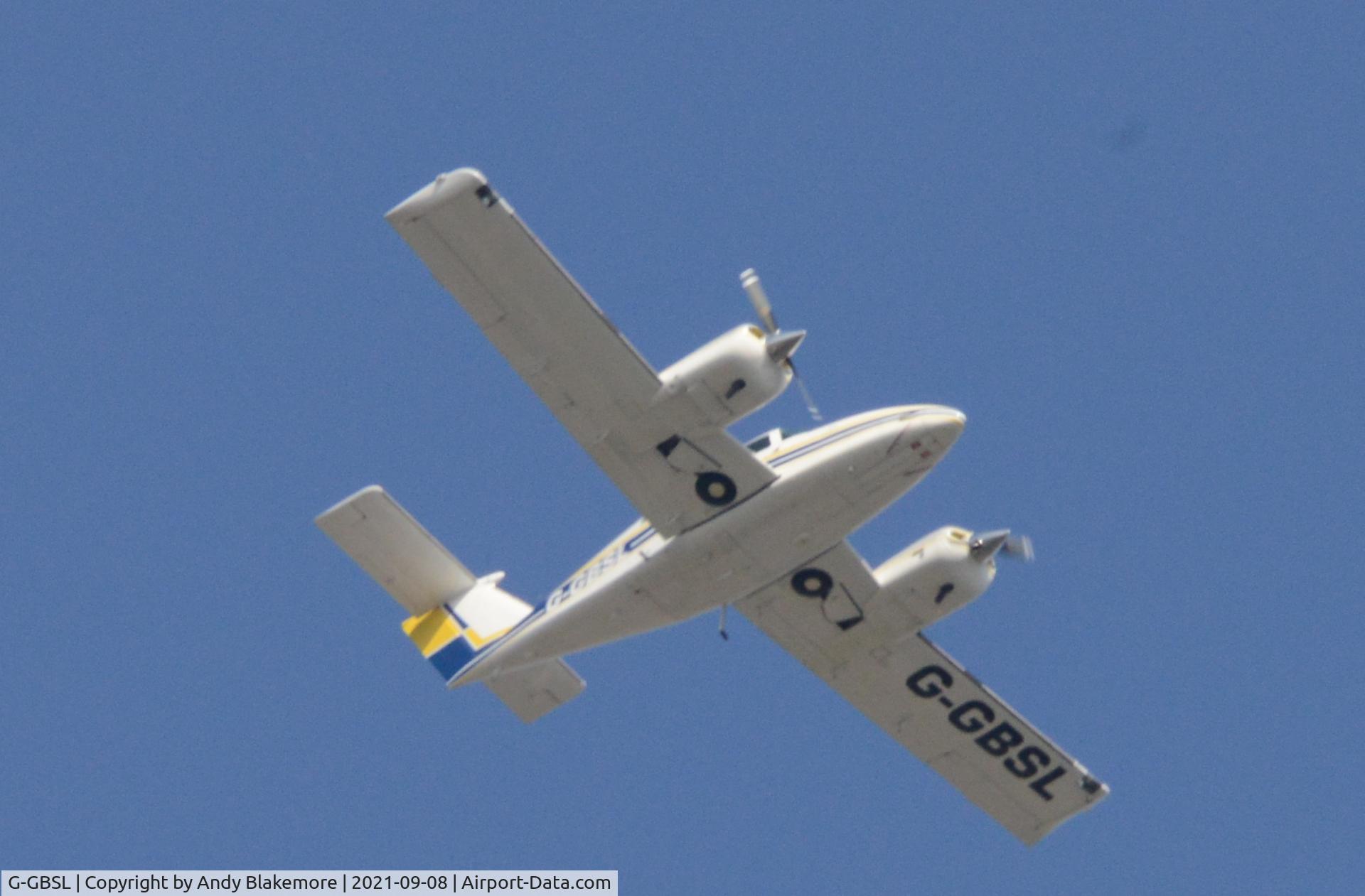 G-GBSL, 1979 Beech 76 Duchess C/N ME-265, photographed flying over Aldridge