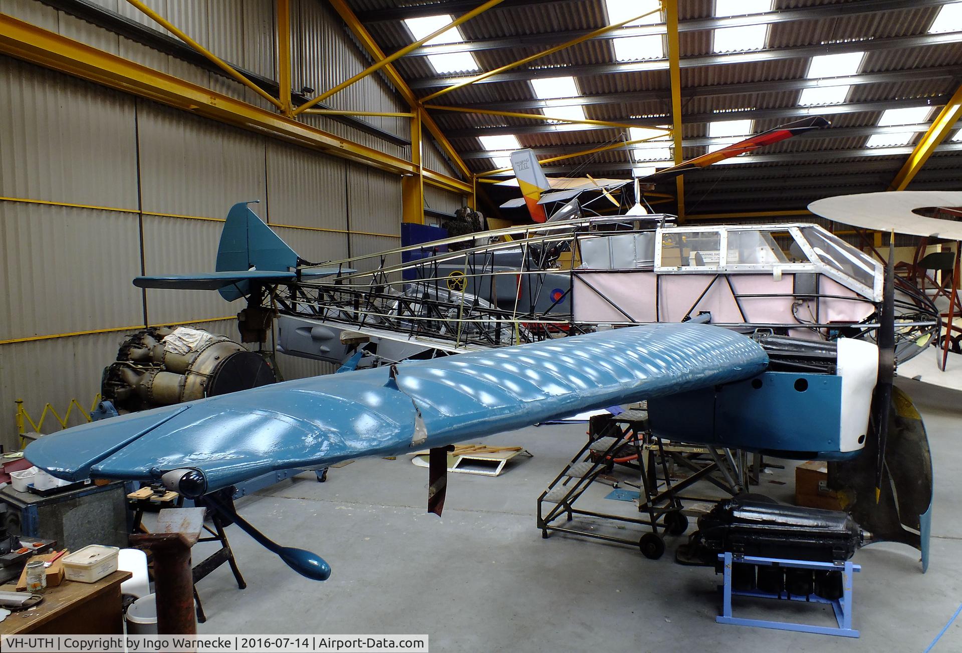 VH-UTH, 1935 General Aircraft Monospar ST-12 C/N ST12/36, General Aircraft Monospar ST-12 being restored at the Newark Air Museum