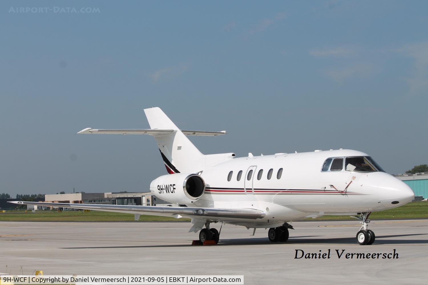 9H-WCF, 2007 Raytheon Hawker 800XP C/N 258834, Visitor at Kortrijk-Wevelgem Airport.