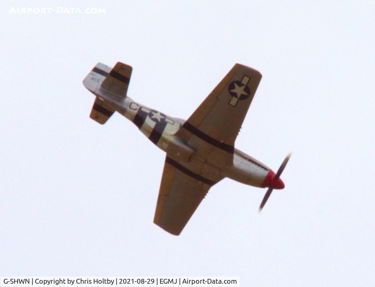 G-SHWN, 1944 North American P-51D Mustang C/N 122-40417, Displaying for the crowds at Little Gransden Airshow 2021 in Cambs.