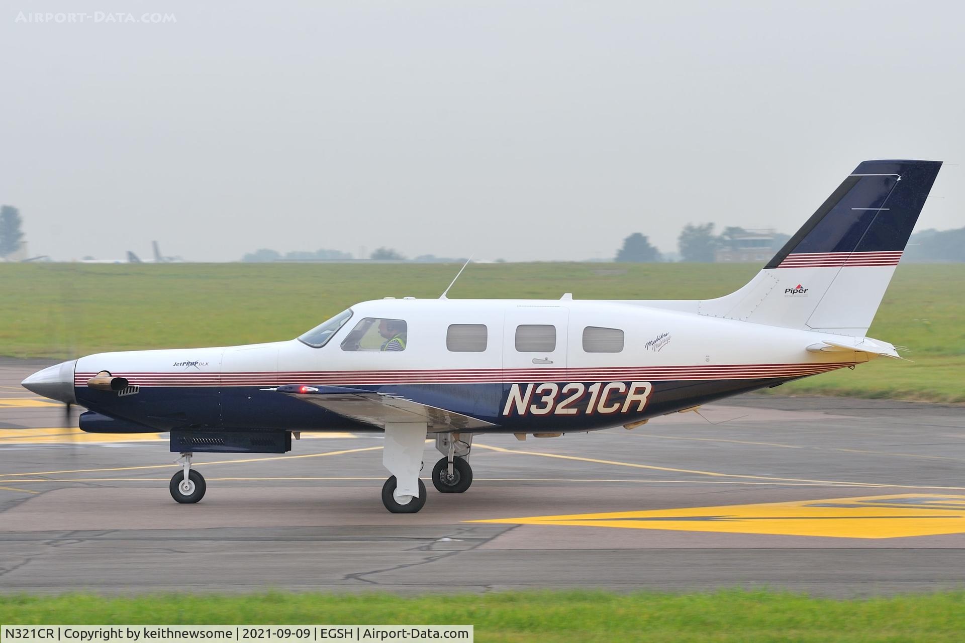N321CR, 1997 Piper PA-46-350P Malibu Mirage C/N 4636124, Arriving at Norwich from Biggin Hill.