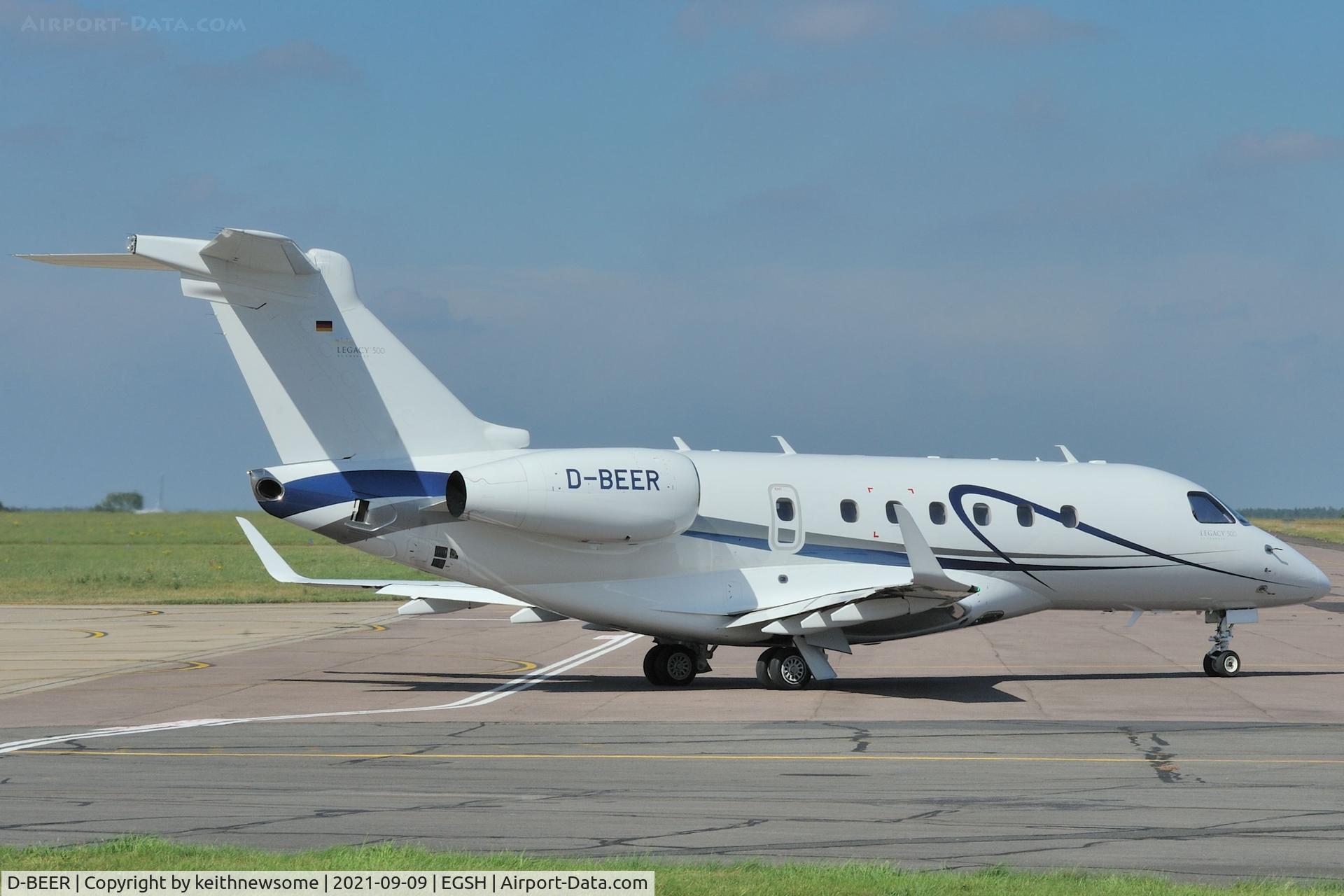 D-BEER, 2015 Embraer EMB-550 Legacy 500 C/N 55000031, Leaving Norwich for Paris Le Bourget.