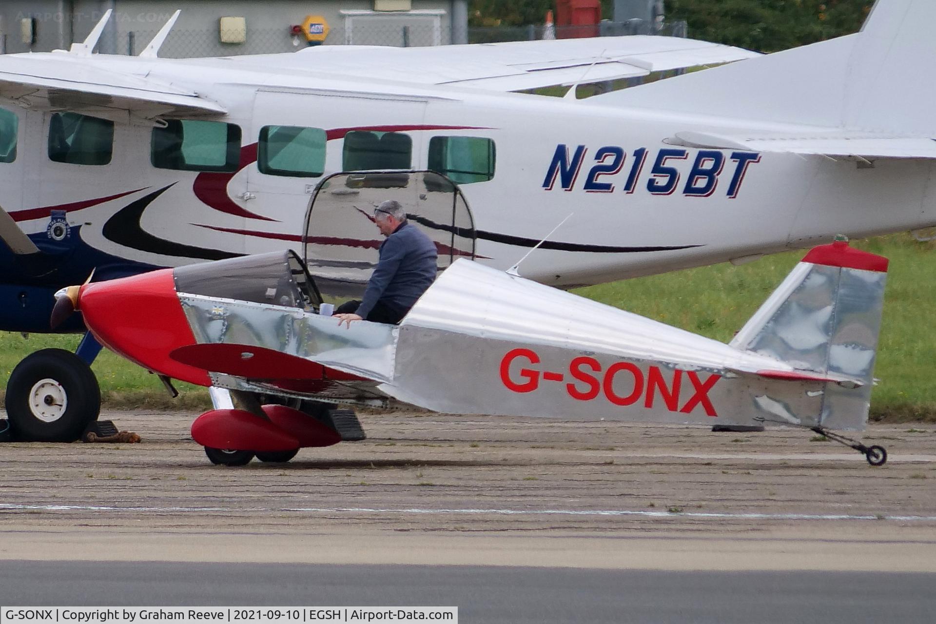 G-SONX, 2010 Sonex Sonex C/N LAA 337-14776, Just landed at Norwich.