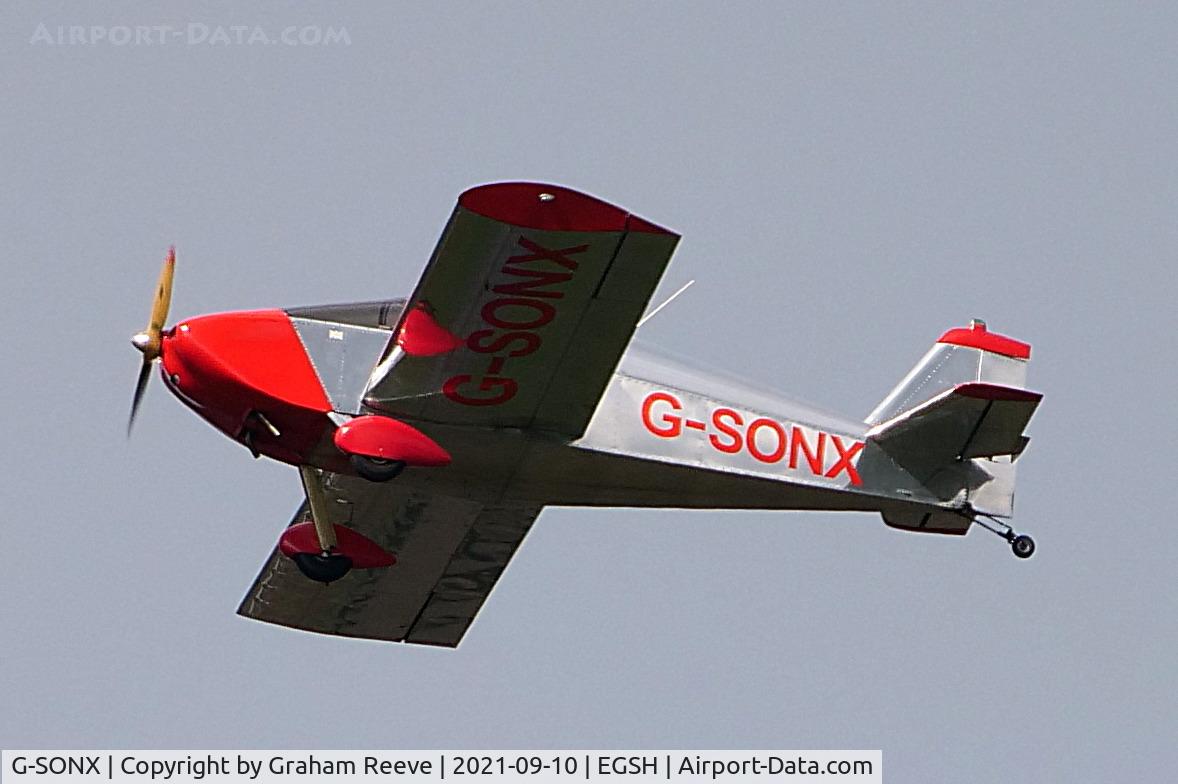 G-SONX, 2010 Sonex Sonex C/N LAA 337-14776, Departing from Norwich.
