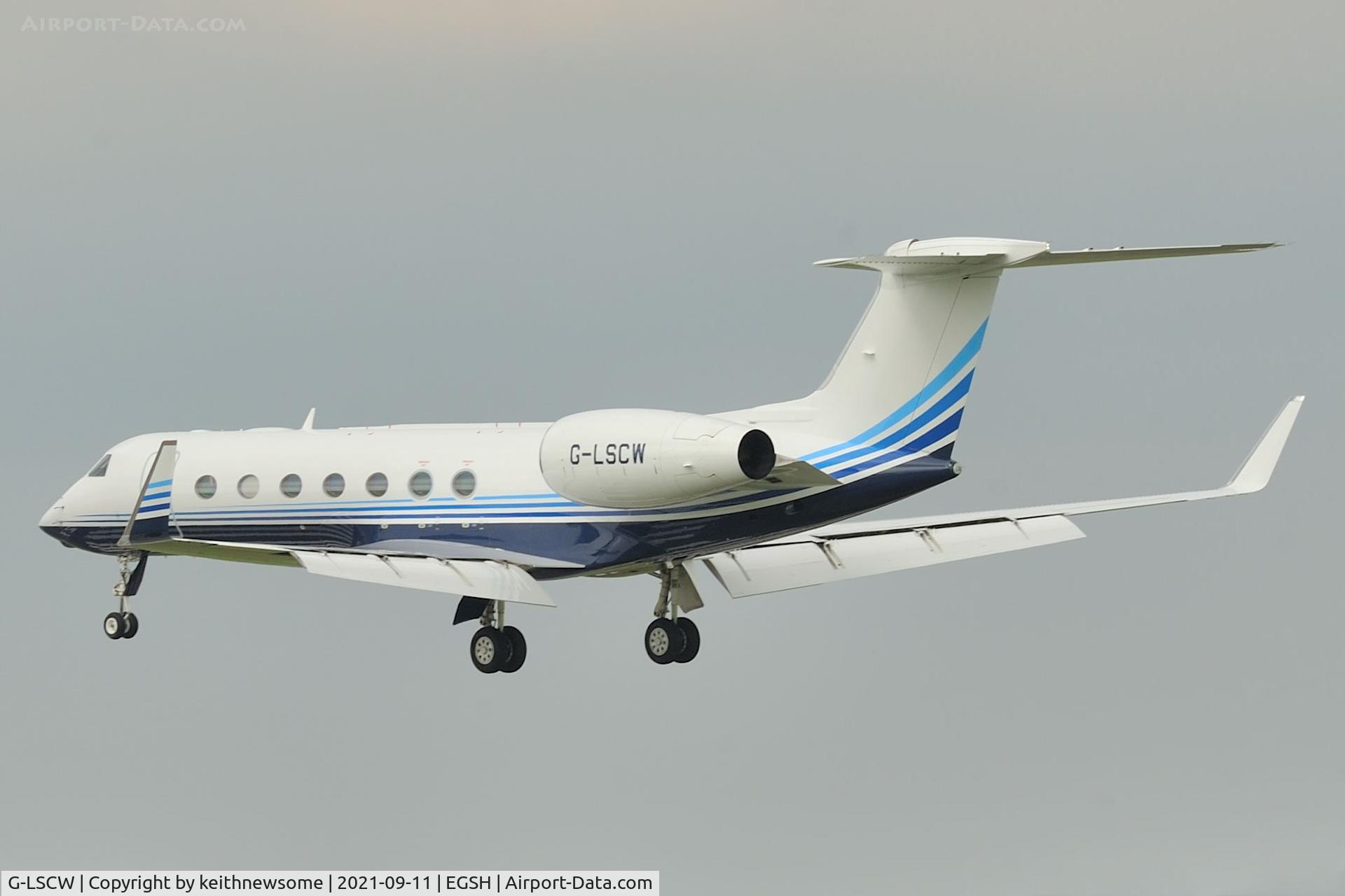 G-LSCW, 2014 Gulfstream Aerospace GV-SP (G550) C/N 5471, Arriving at Norwich from Farnborough.