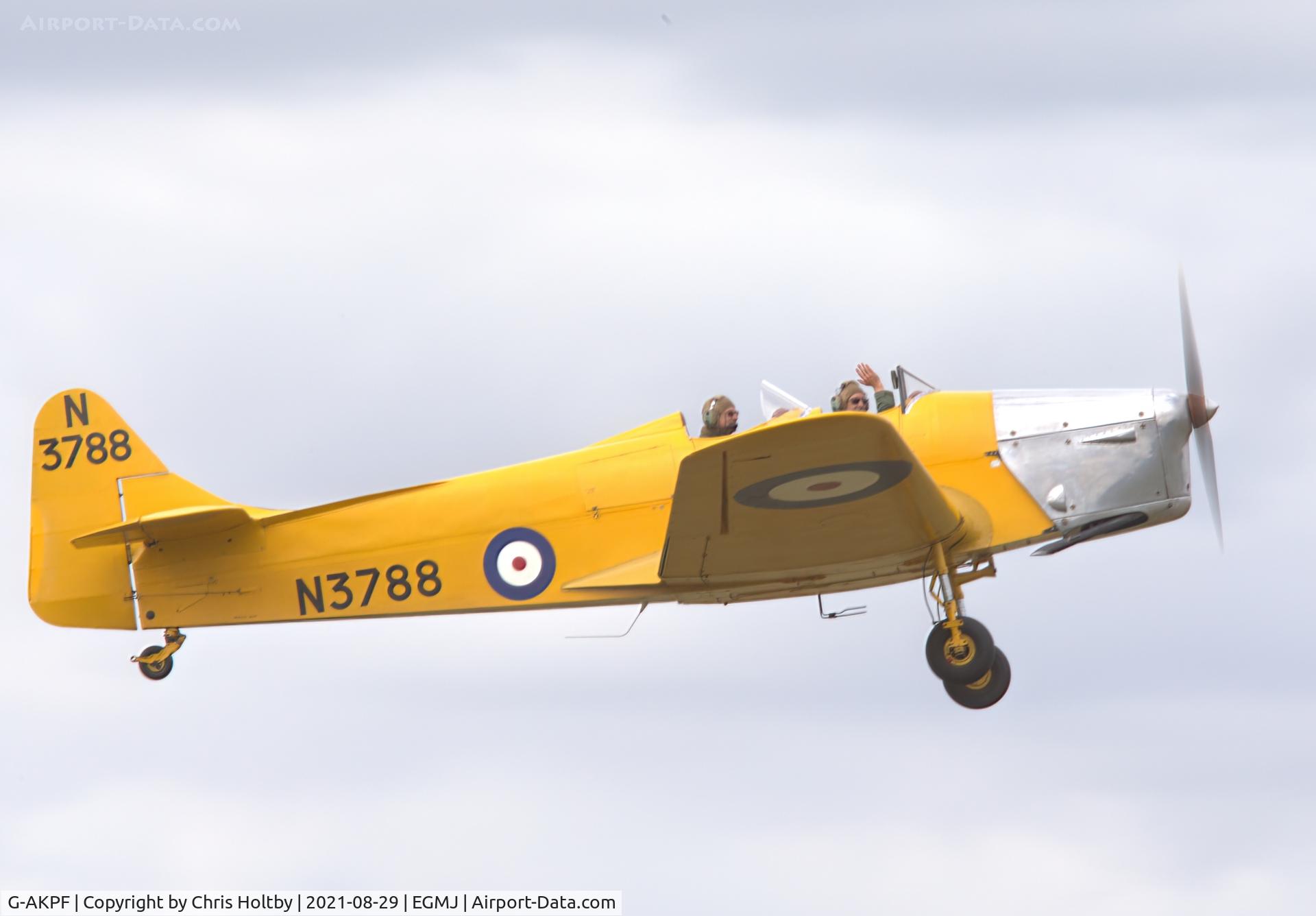 G-AKPF, 1941 Miles M14A Hawk Trainer 3 C/N 2228, 1941 Miles Magister flypast with a wave to the crowd at Little Gransden Airshow 2021