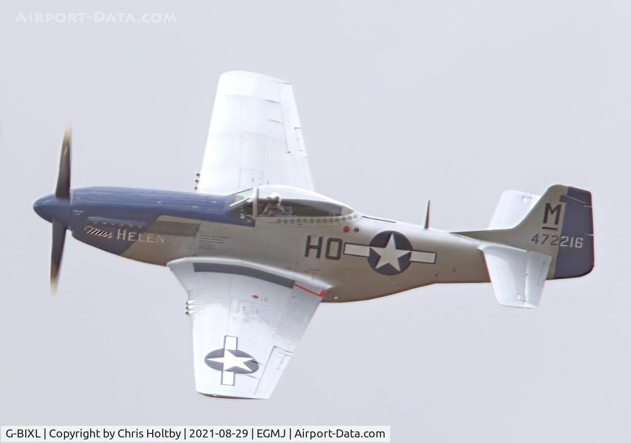 G-BIXL, 1944 North American P-51D Mustang C/N 122-38675, Displaying in close formation with Spitfire G-PBIX at Little Gransden Airshow 2017