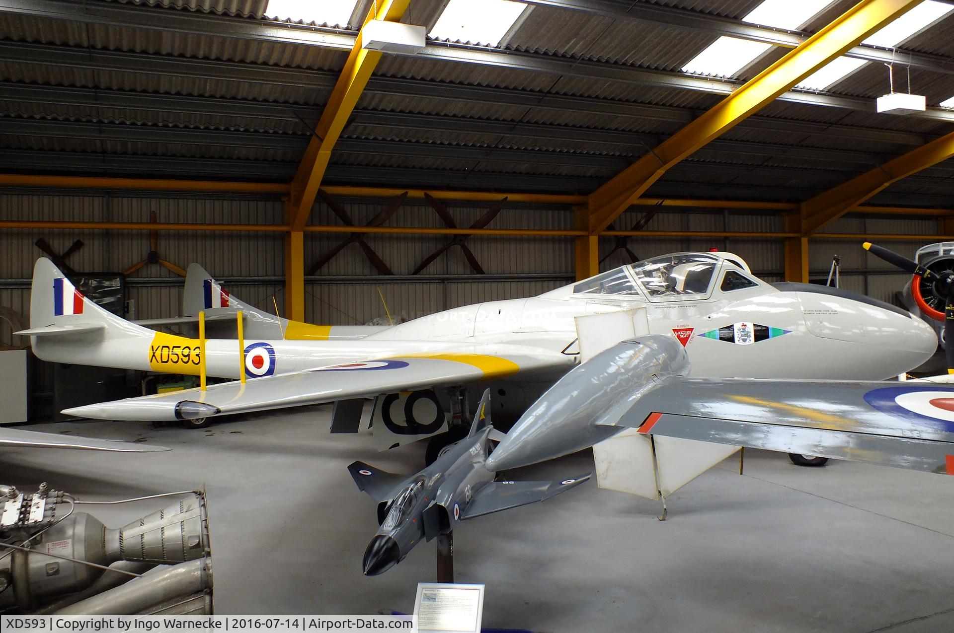 XD593, De Havilland DH-115 Vampire T.11 C/N 15538, De Havilland D.H.115 Vampire T11 at the Newark Air Museum