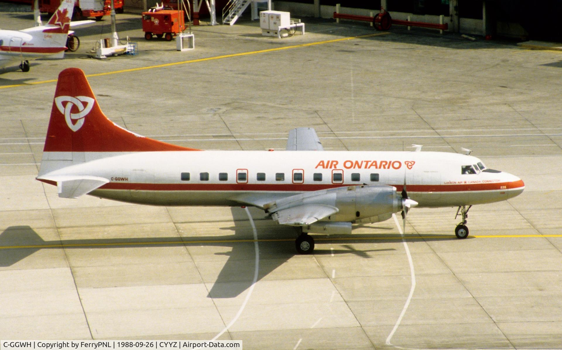 C-GGWH, 1957 Convair CV-580 (440-61) C/N 465, Air Ontario CV580 arriving in YYZ