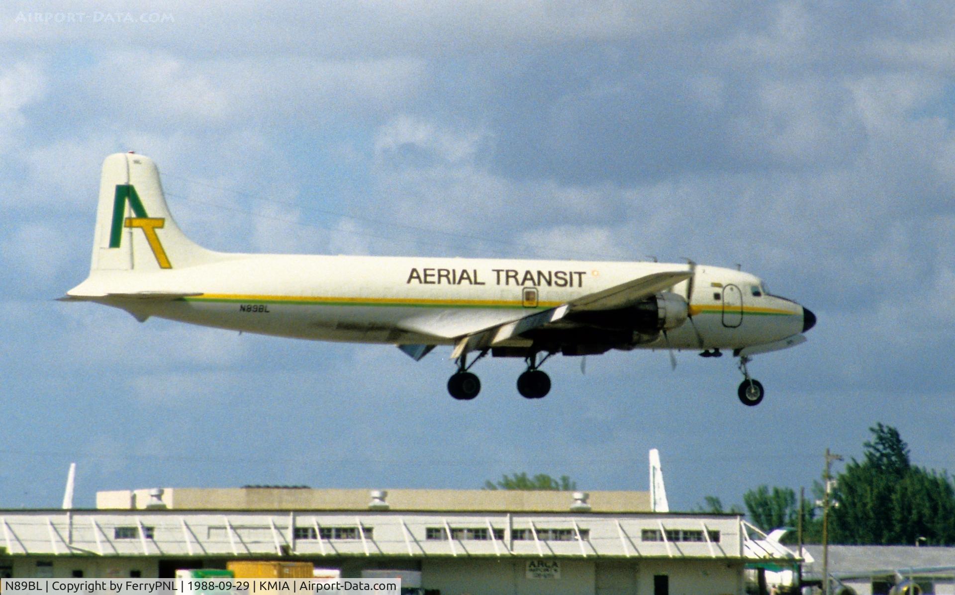 N89BL, 1957 Douglas DC-6A C/N 45374, Aerial Transit DC6 landing