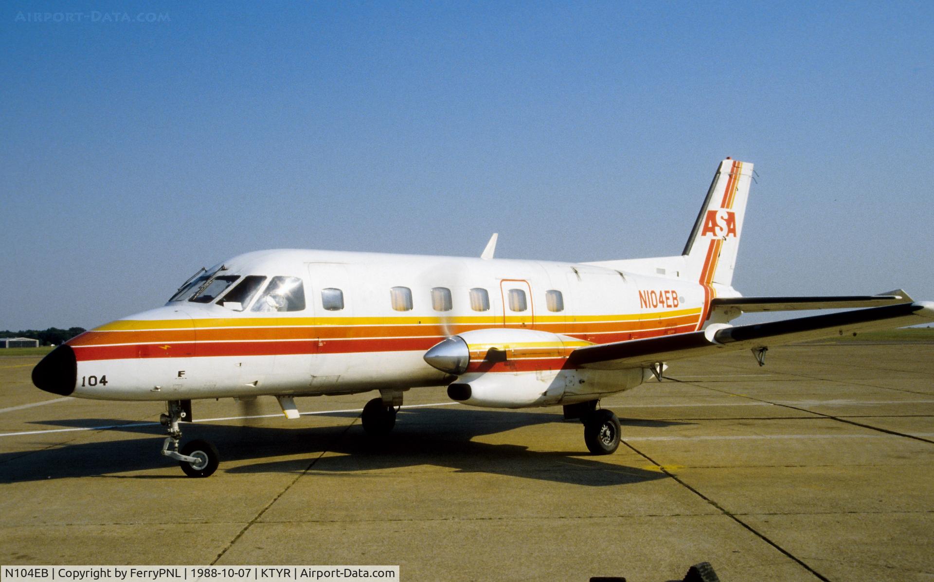 N104EB, 1982 Embraer EMB-110P1 Bandeirante C/N 110421, ASA EMB110 arriving in Tyler, TX