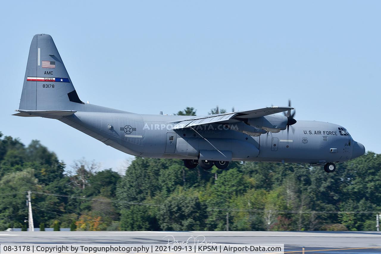08-3178, 2009 Lockheed Martin C-130J-30 Super Hercules C/N 382-5673, THUNDERBIRD15 landing at PSM to pick up the crew chiefs and head to Nellis AFB.