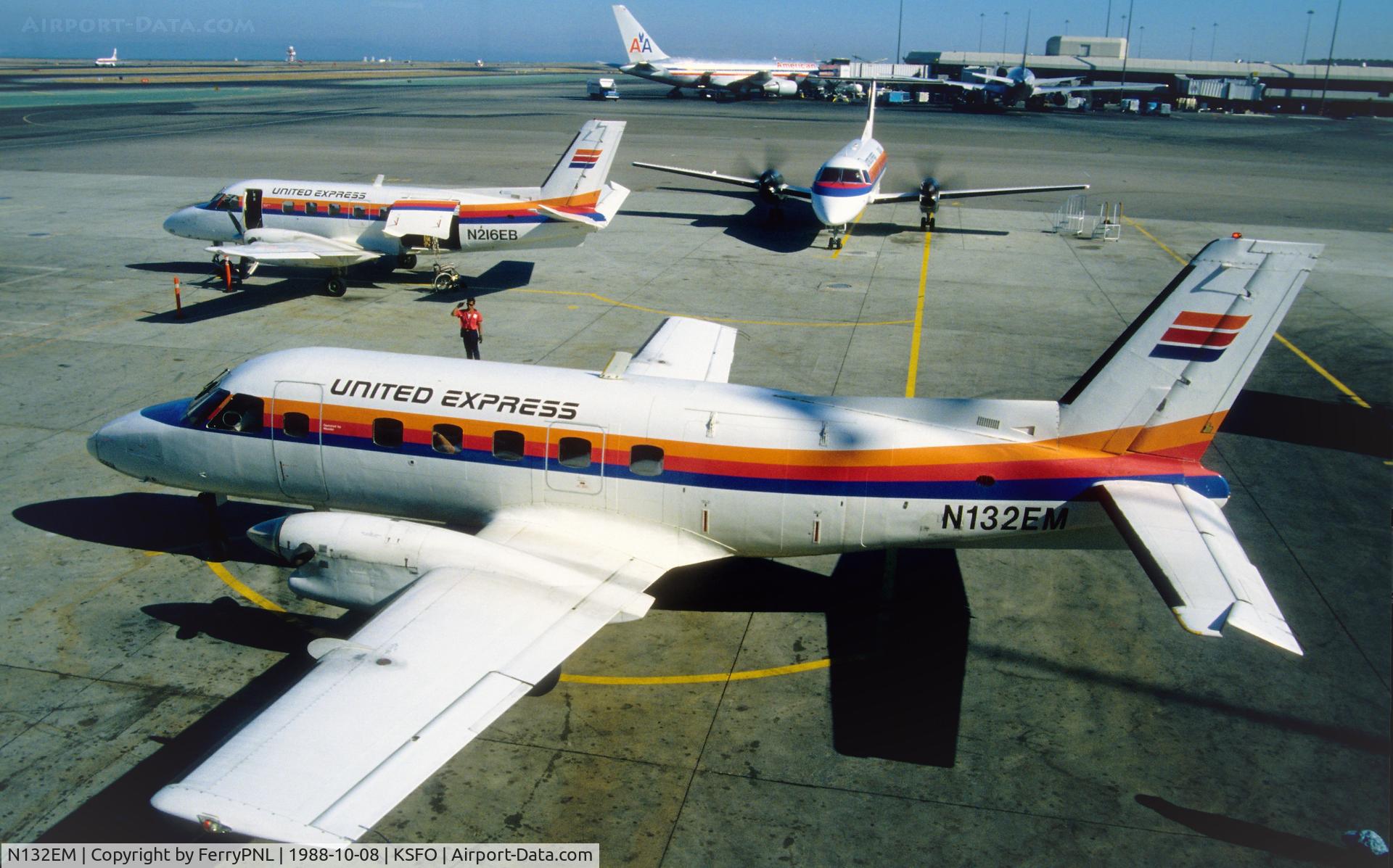 N132EM, Embraer EMB-110P1 Bandeirante C/N 110436, United Express Embraer 110