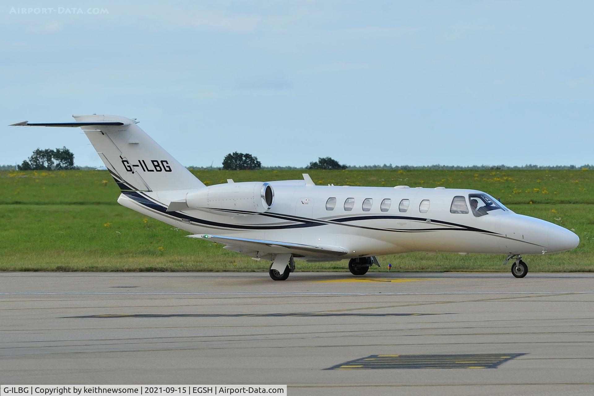 G-ILBG, 2010 Cessna 525A CitationJet CJ2+ C/N 525A-0461, Leaving Norwich for East Midlands Airport.