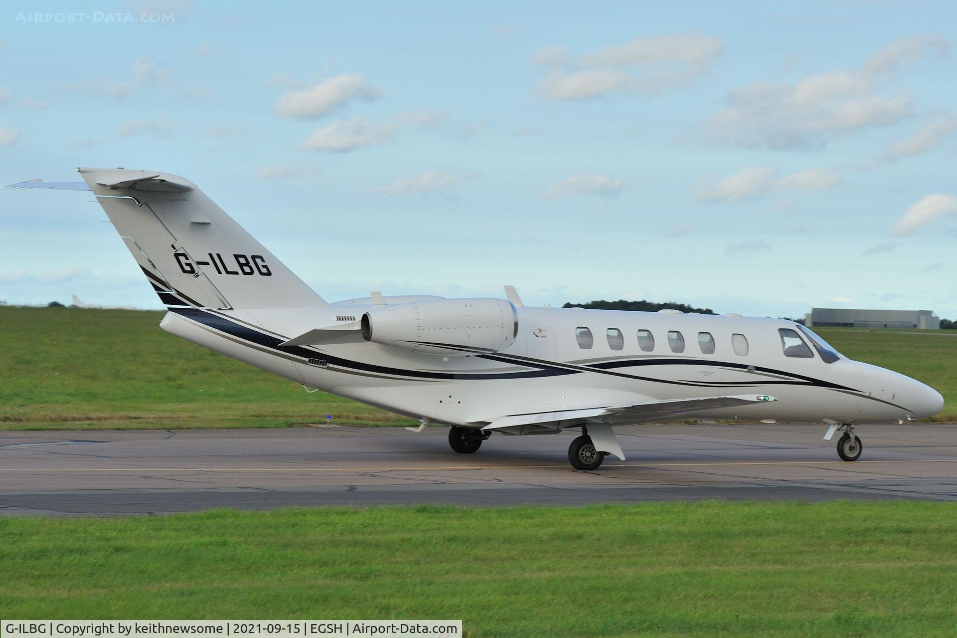 G-ILBG, 2010 Cessna 525A CitationJet CJ2+ C/N 525A-0461, Leaving Norwich for East Midlands Airport.
