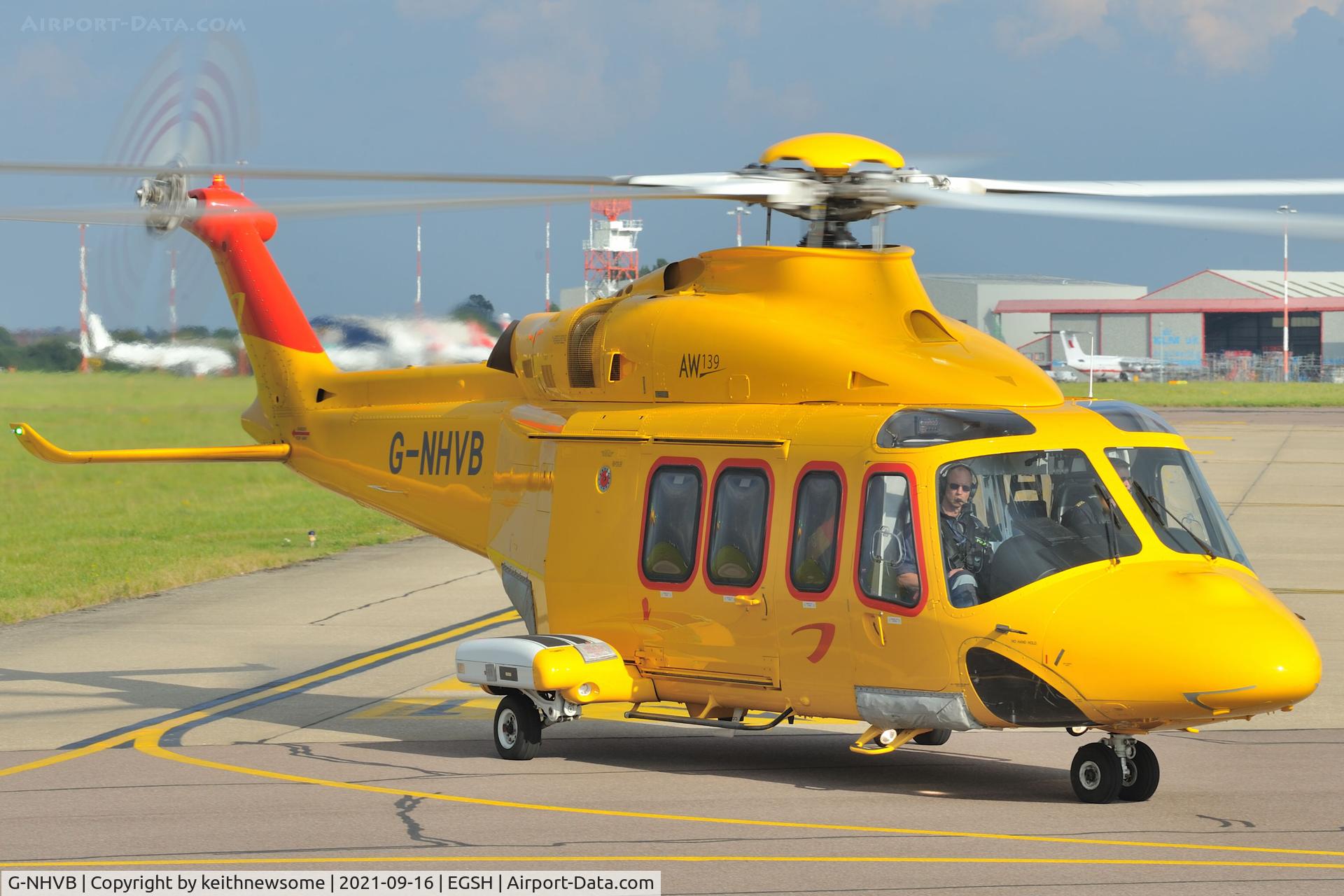 G-NHVB, 2013 AgustaWestland AW-139 C/N 41354, Arriving at Norwich from offshore.