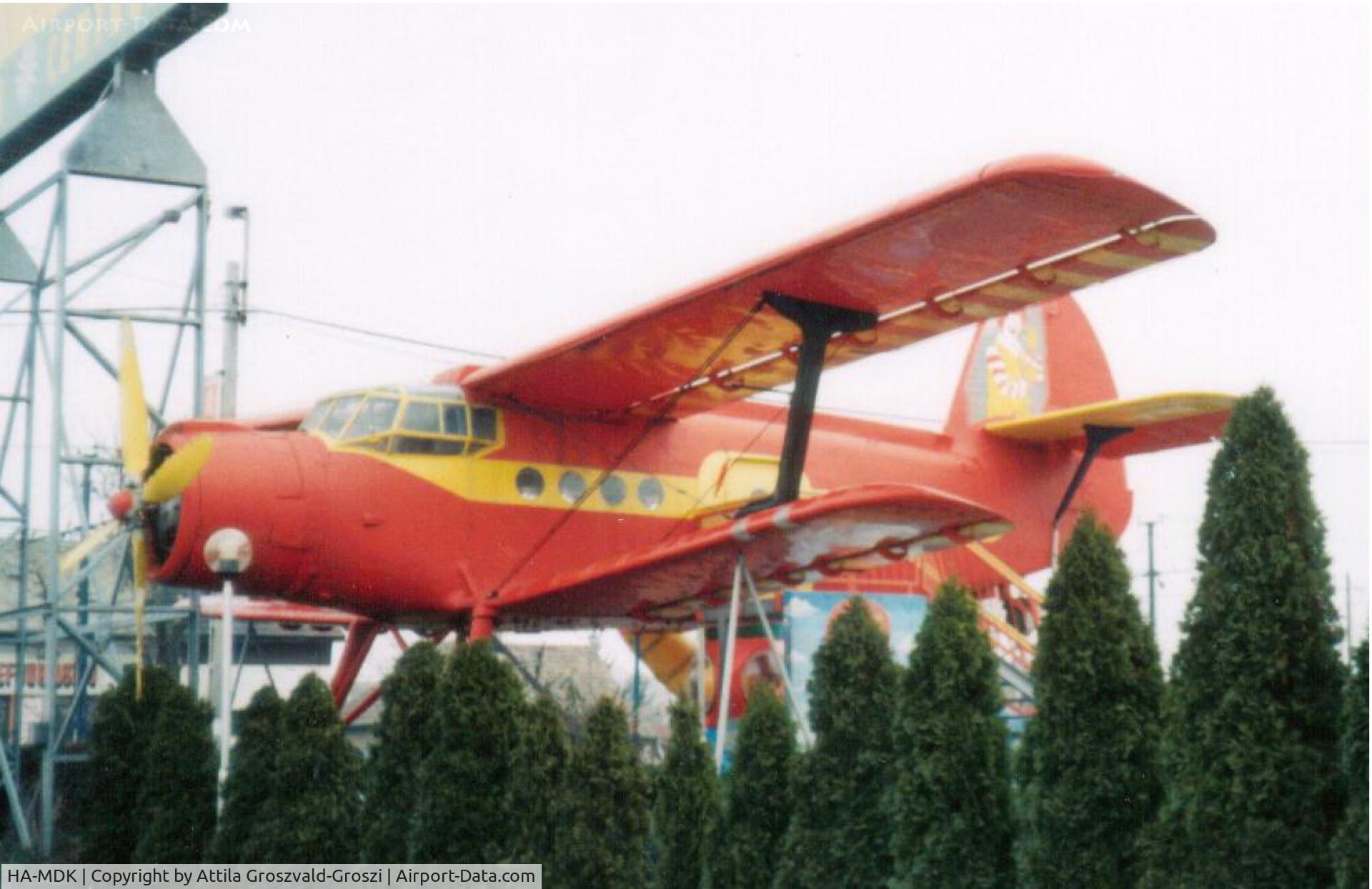 HA-MDK, 1979 PZL-Mielec An-2R C/N 1G181-42, Exhibited after scrapping in the park of a McDonald's restaurant in Budapest.