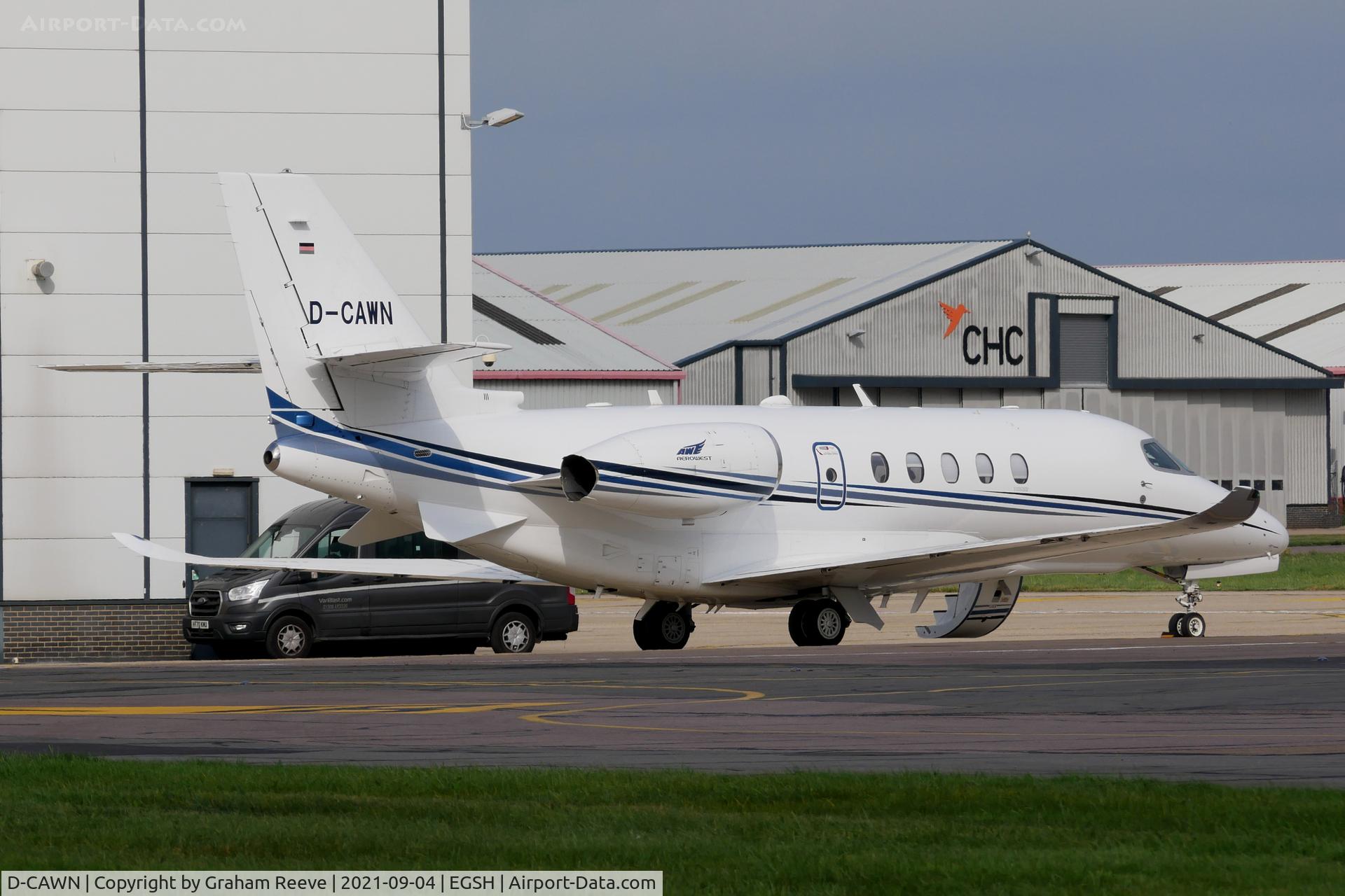 D-CAWN, 2019 Cessna 680A Citation Latitude C/N 680A-0197, Parked at Norwich.