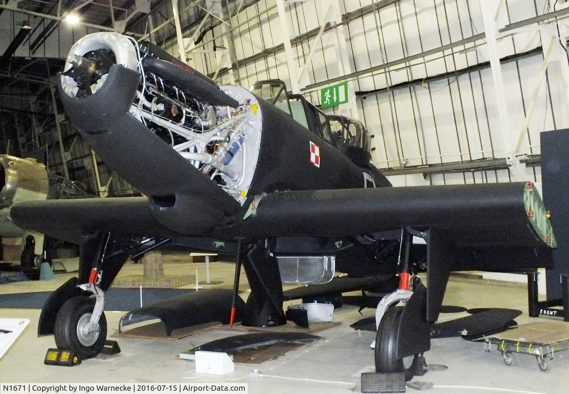N1671, 1938 Boulton Paul Defiant I C/N Not found N1671, Boulton Paul Defiant I (getting dismantled for removal from the Battle of Britain Hall) at the RAF-Museum, Hendon