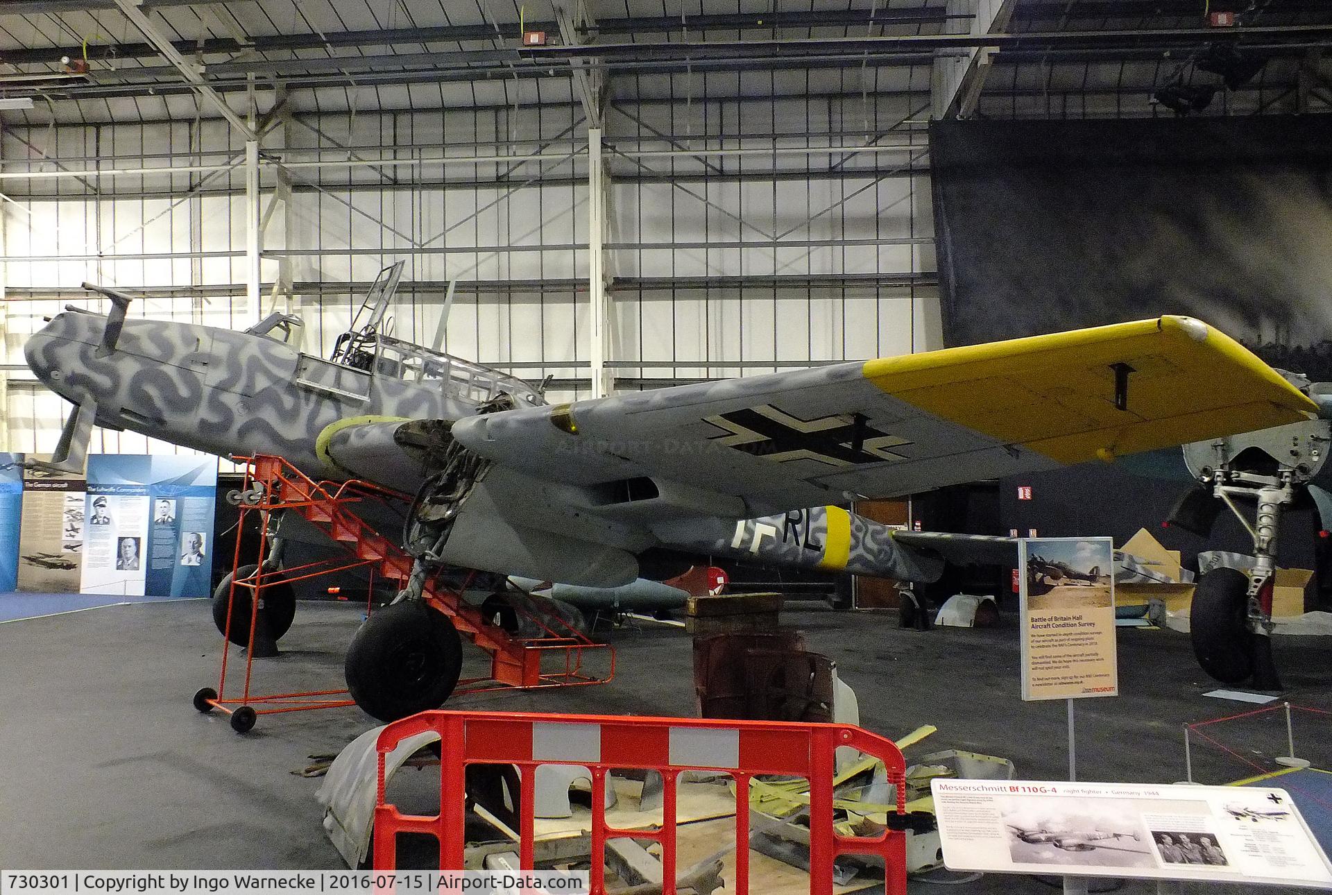 730301, Messerschmitt Bf-110G-4/R6 C/N 730301, Messerschmitt Bf 110G-4/R6 (getting dismantled for removal from the Battle of Britain Hall) at the RAF-Museum, Hendon