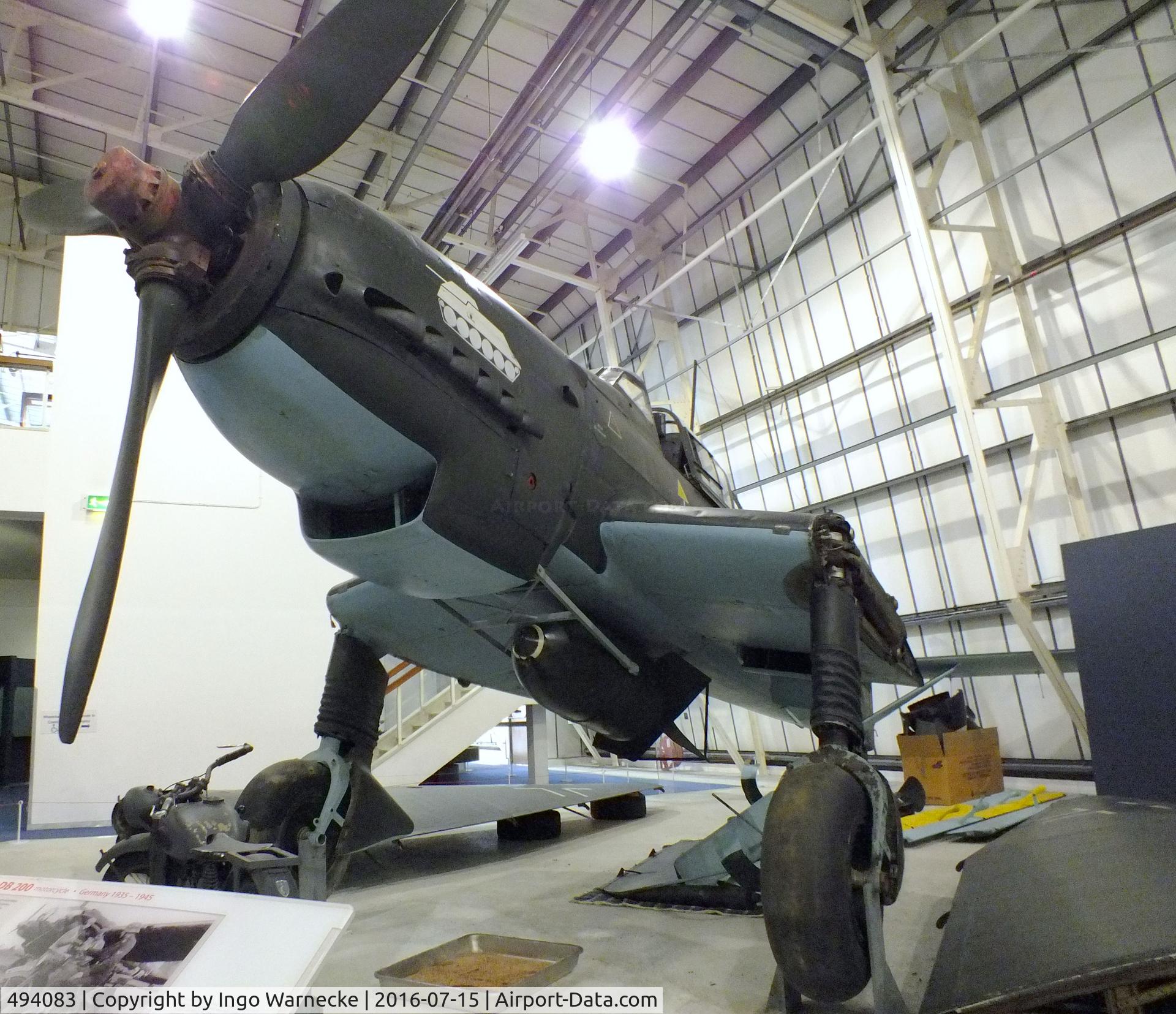 494083, 1941 Junkers Ju-87D Stuka C/N Not found 494083, Junkers Ju 87G-2 (getting dismantled for removal from the Battle of Britain Hall) at the RAF-Museum, Hendon