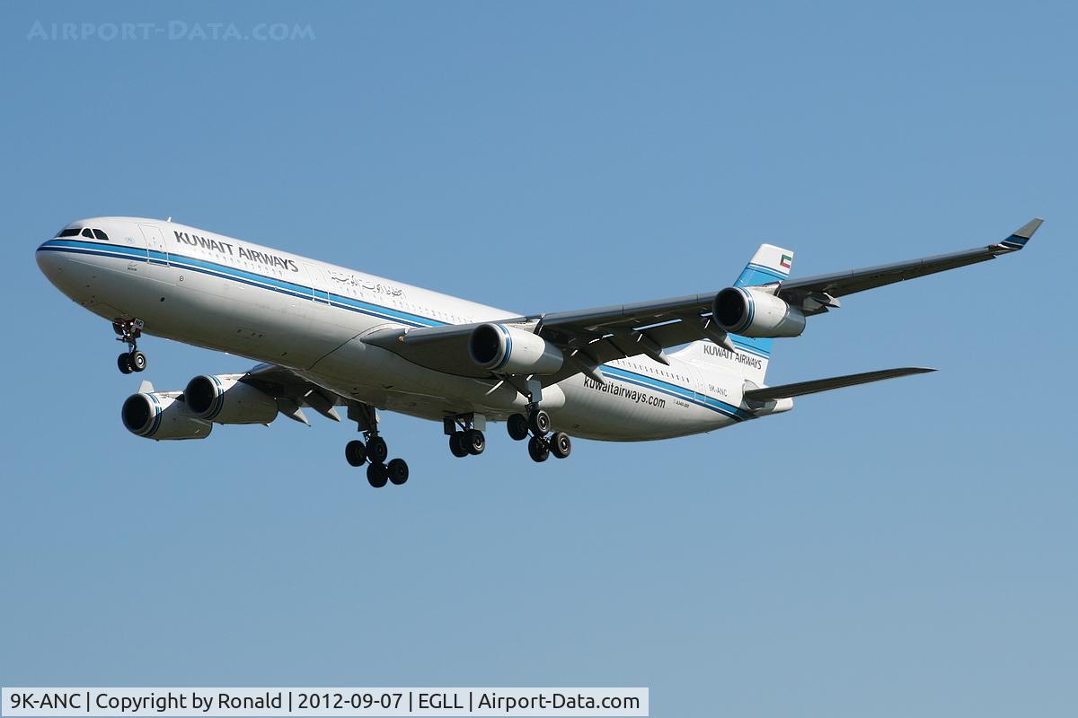 9K-ANC, 1995 Airbus A340-313 C/N 101, at lhr